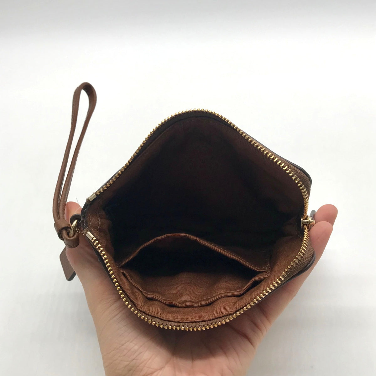 Coach Brown Signature Coated Canvas Wristlet