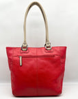 Tignanello Red Leather Double Pocket Shoulder Bag