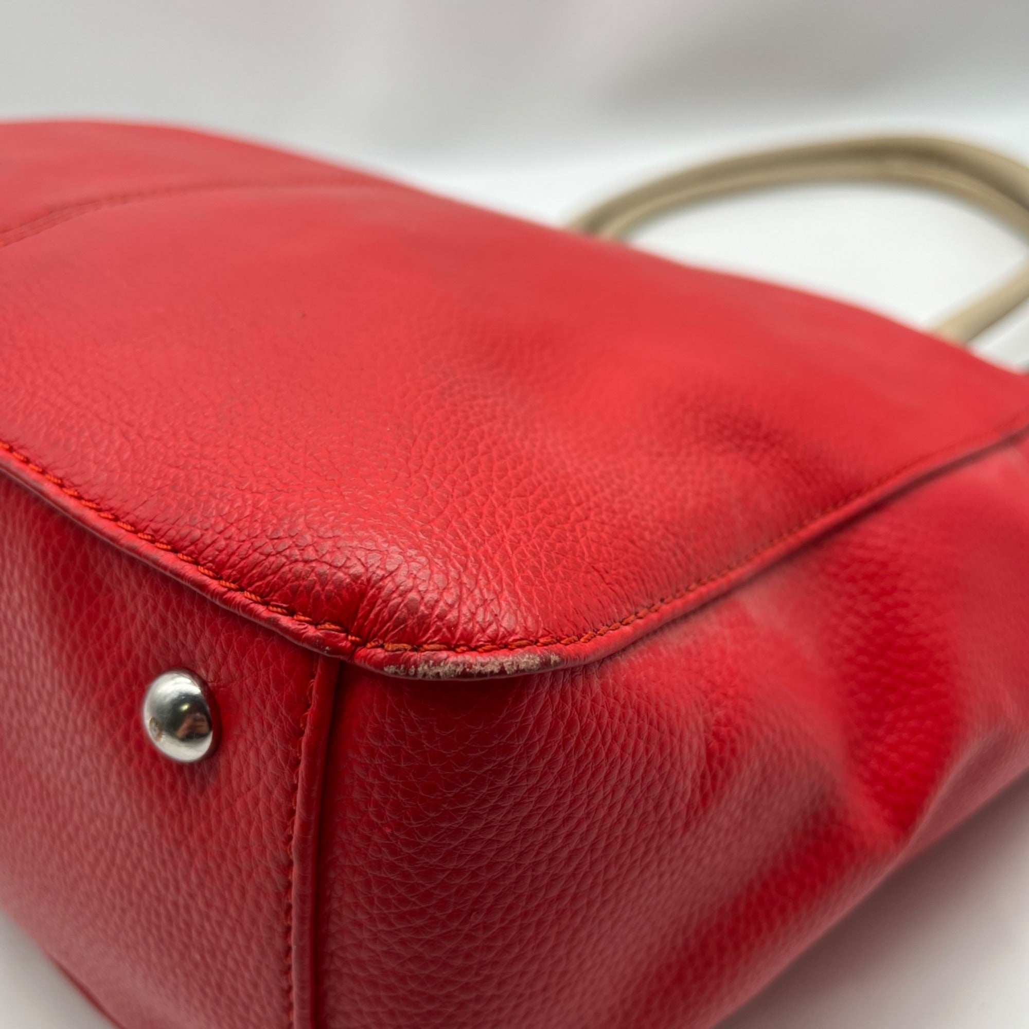Tignanello Red Leather Double Pocket Shoulder Bag