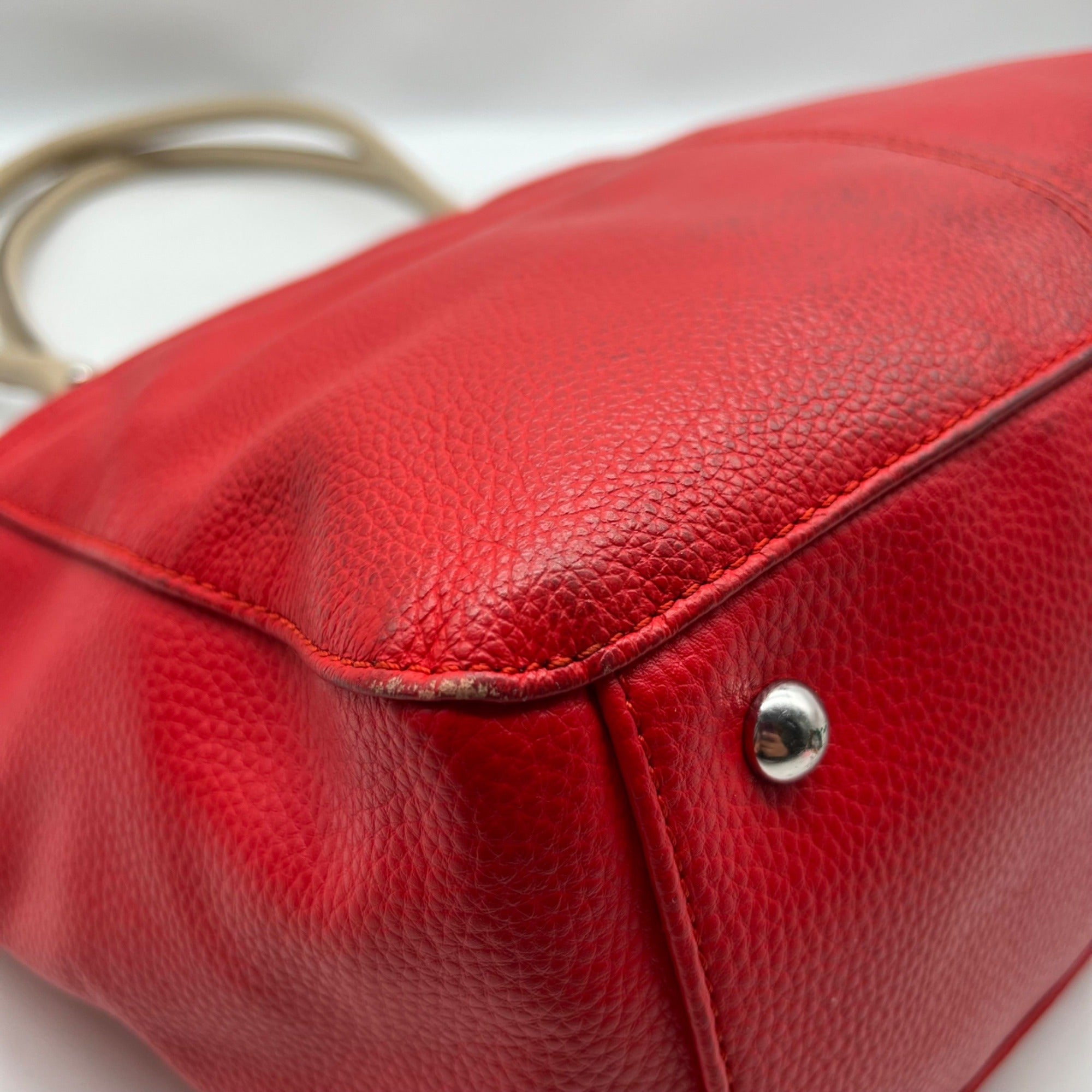 Tignanello Red Leather Double Pocket Shoulder Bag