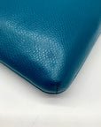 Coach Teal Crossgrain Leather Pop Pouch