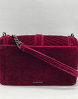 Rebecca Minkoff Red Quilted Velvet Chevron Crossbody Bag