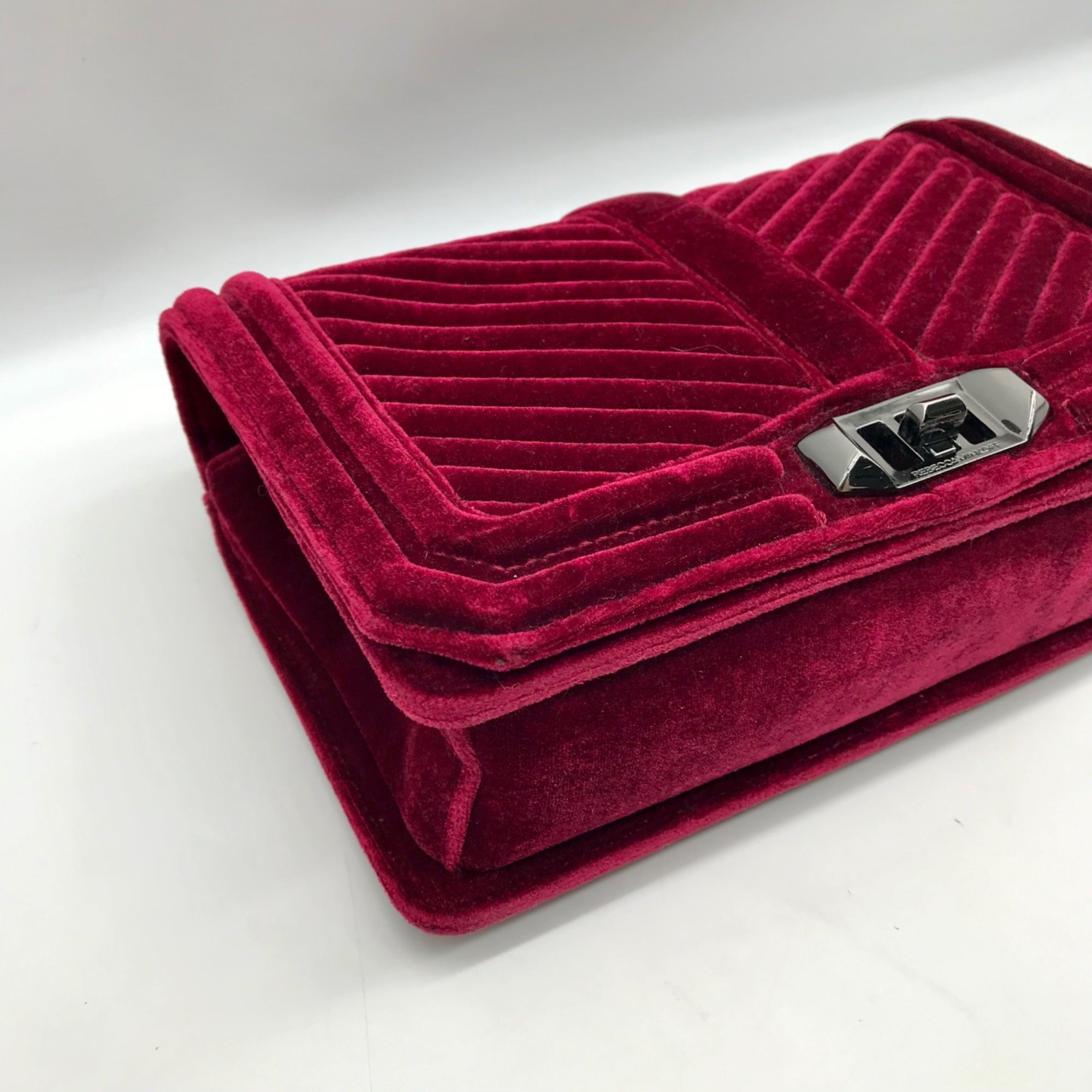 Rebecca Minkoff Red Quilted Velvet Chevron Crossbody Bag