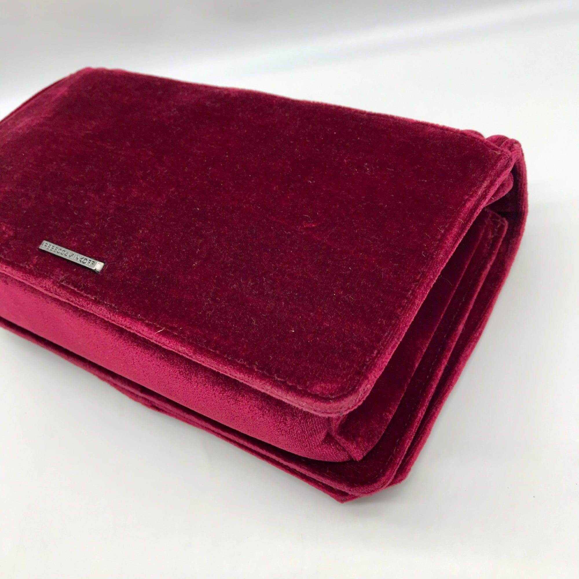 Rebecca Minkoff Red Quilted Velvet Chevron Crossbody Bag