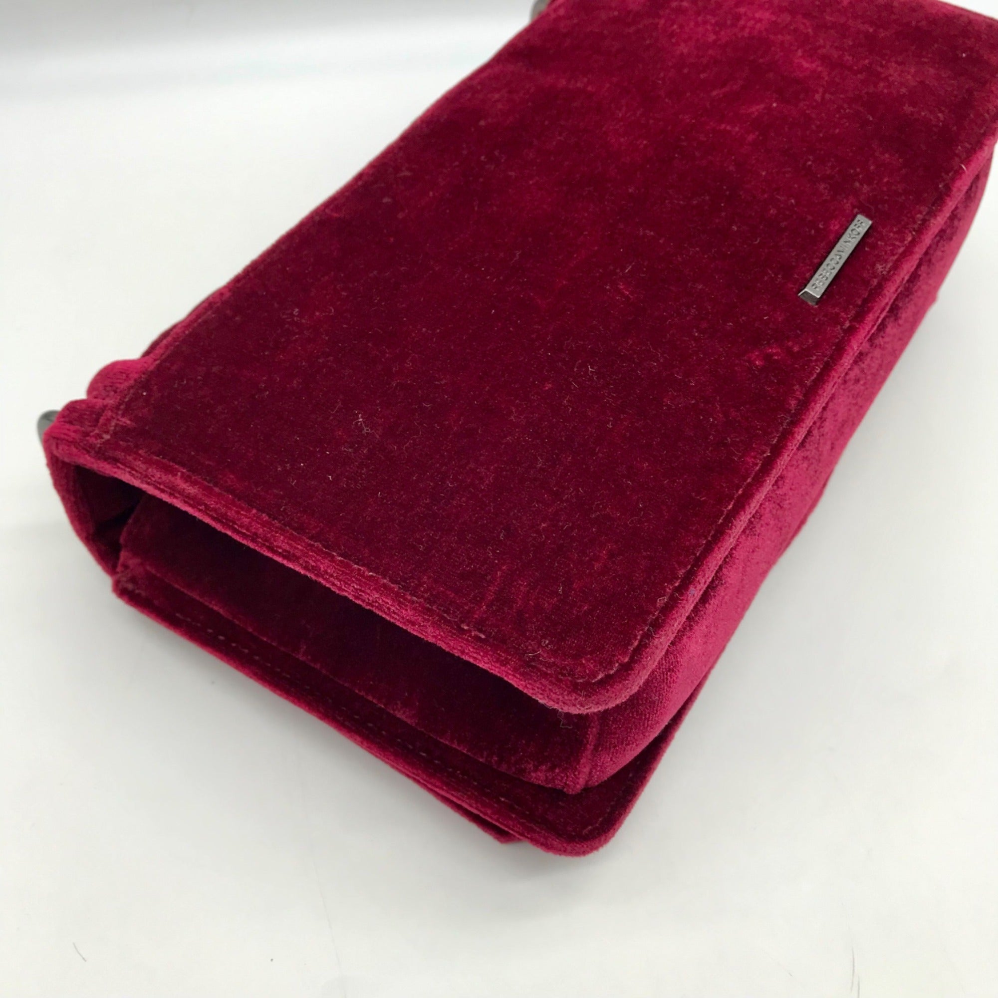 Rebecca Minkoff Red Quilted Velvet Chevron Crossbody Bag