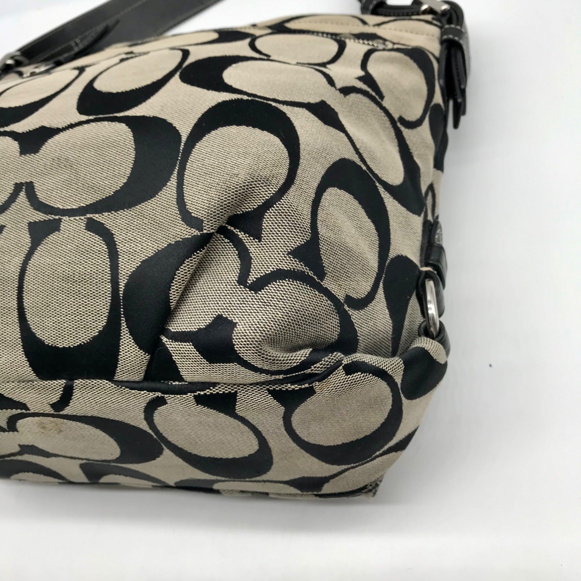 Coach Gray Signature C Jacquard Canvas Hobo Shoulder Bag F15067