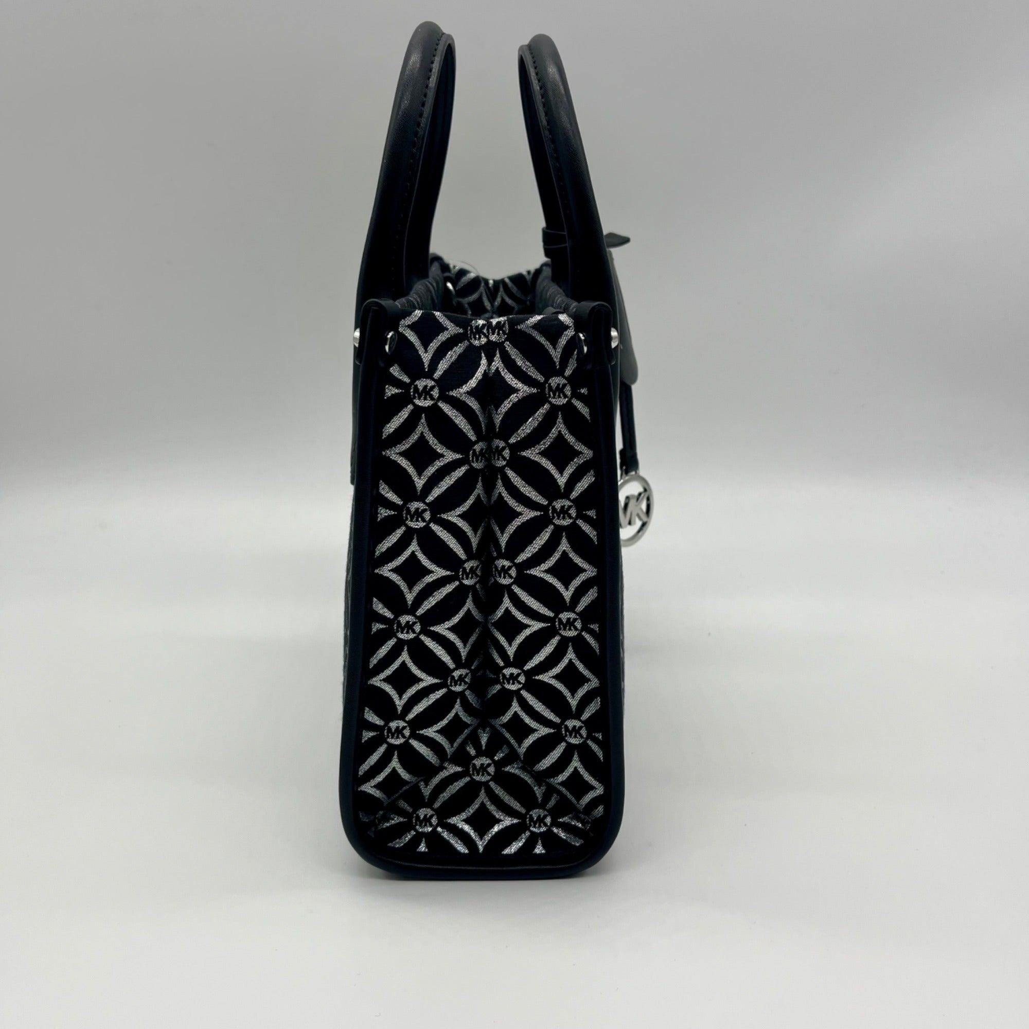 Michael Kors Black Small Mirella Metallic Logo Jacquard Crossbody Bag