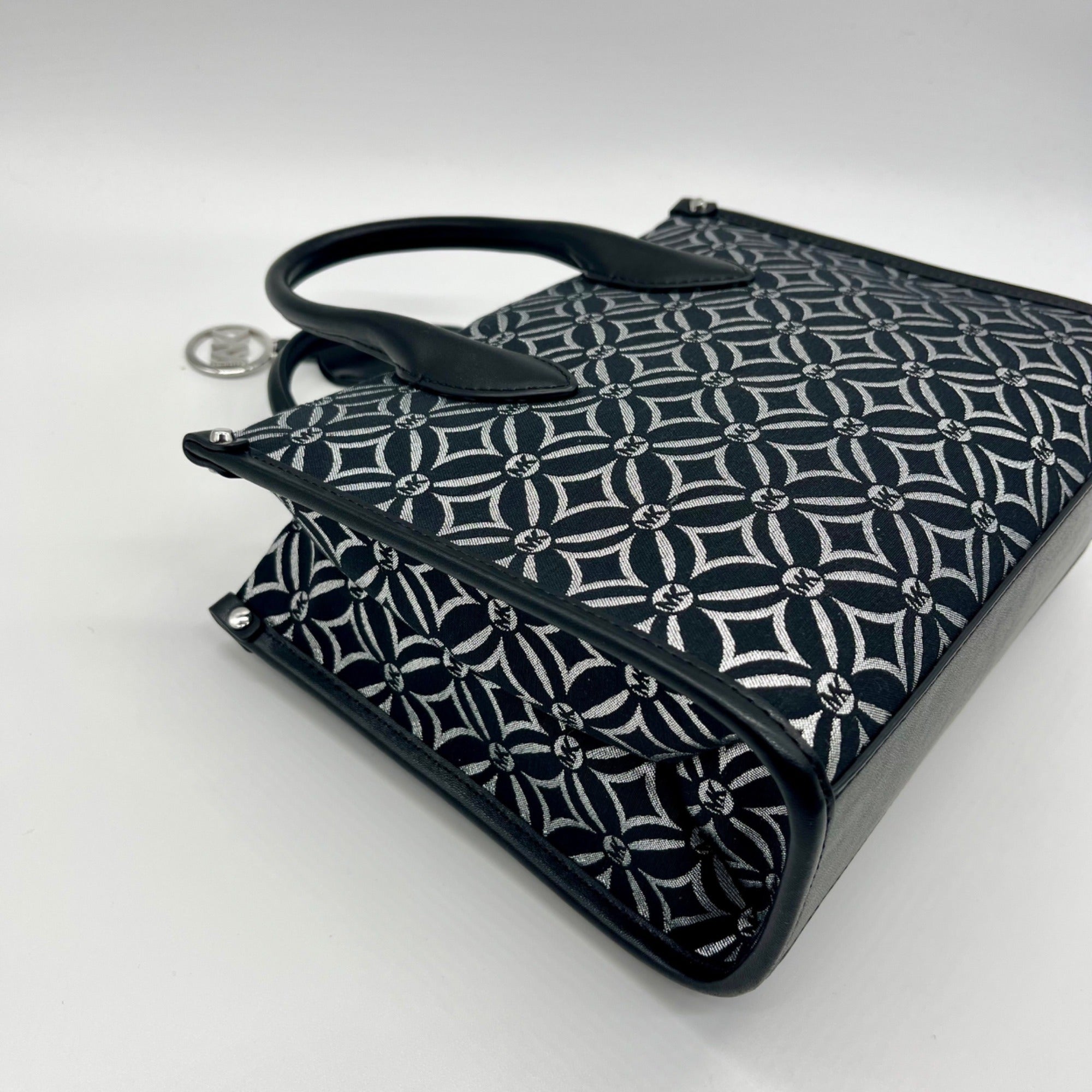 Michael Kors Black Small Mirella Metallic Logo Jacquard Crossbody Bag
