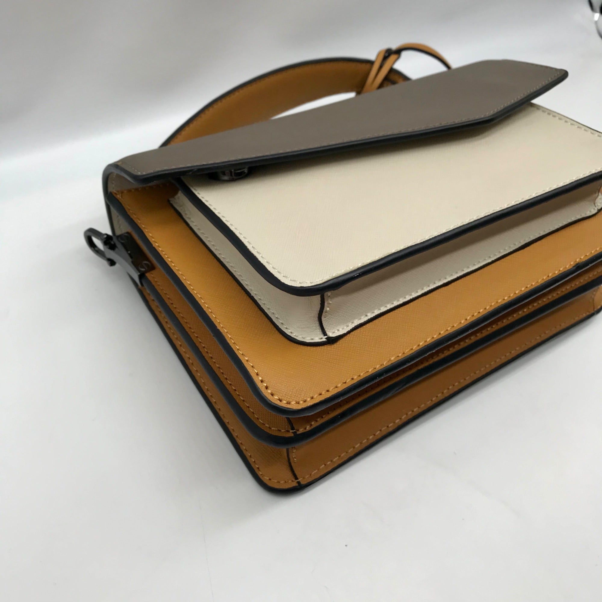 Botkier Truffle Colorblock Leather Cobble Hill Crossbody Bag