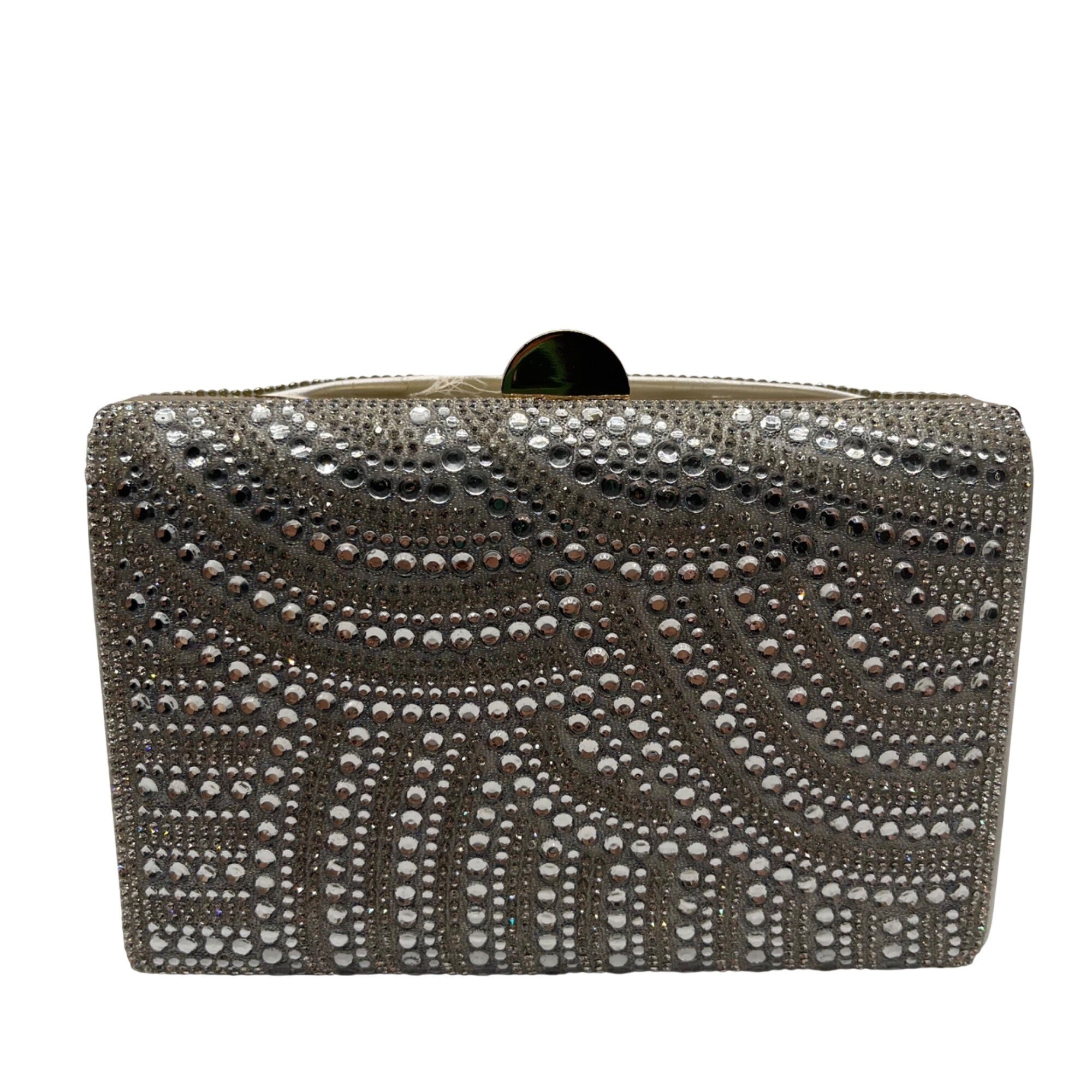 Perry White Silver Rhinestone Evening Clutch Bag