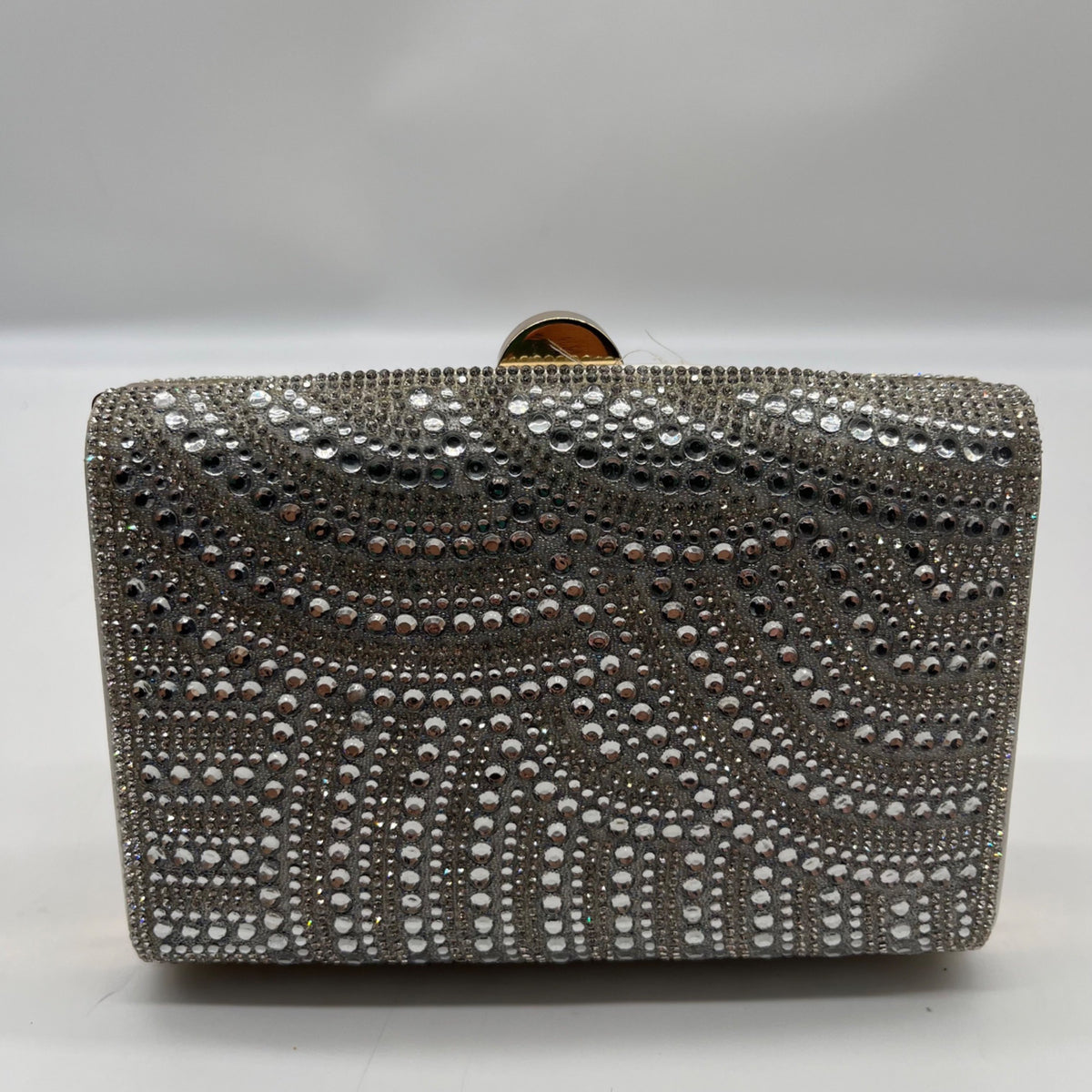 Perry White Silver Rhinestone Evening Clutch Bag
