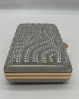 Perry White Silver Rhinestone Evening Clutch Bag