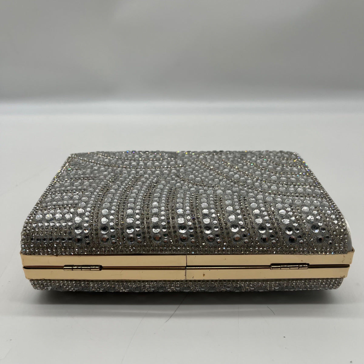 Perry White Silver Rhinestone Evening Clutch Bag