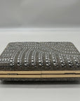 Perry White Silver Rhinestone Evening Clutch Bag