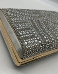 Perry White Silver Rhinestone Evening Clutch Bag