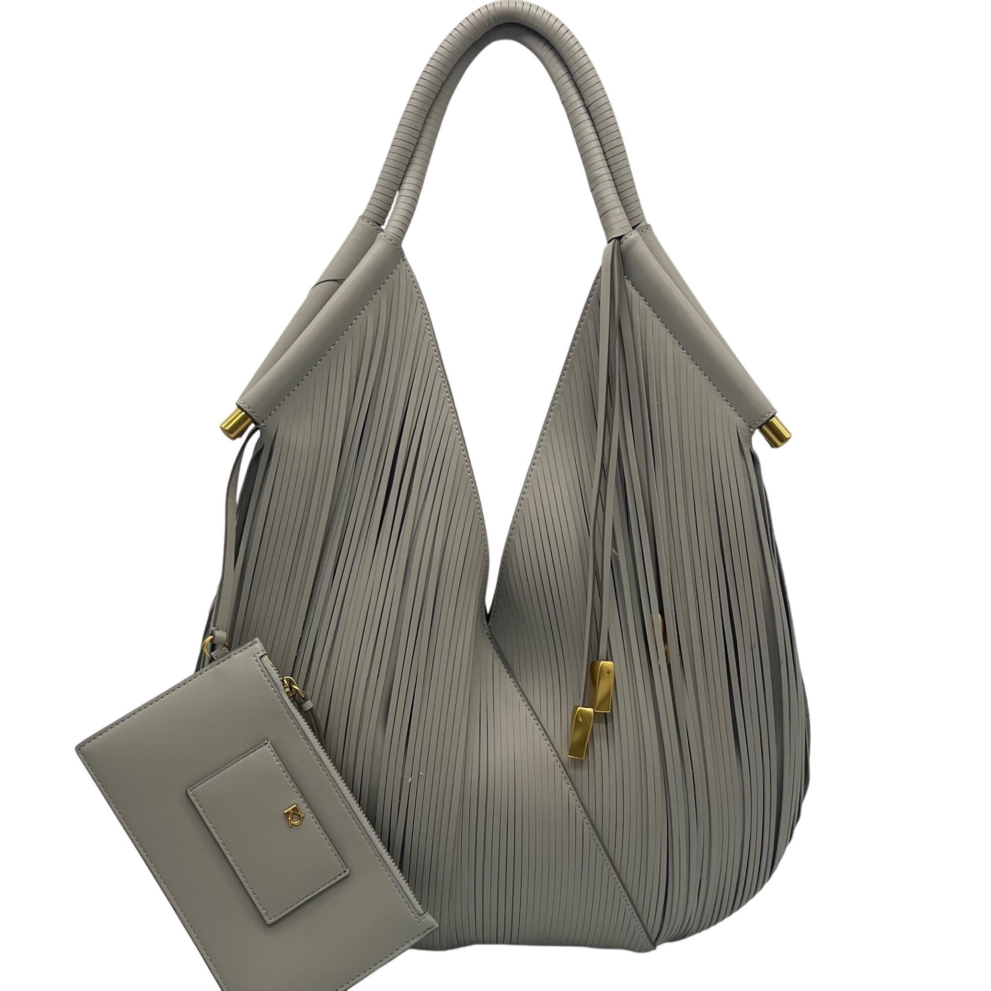 Donna Karan Zinc Leather Baldwin Shoulder Bag With Pouch  