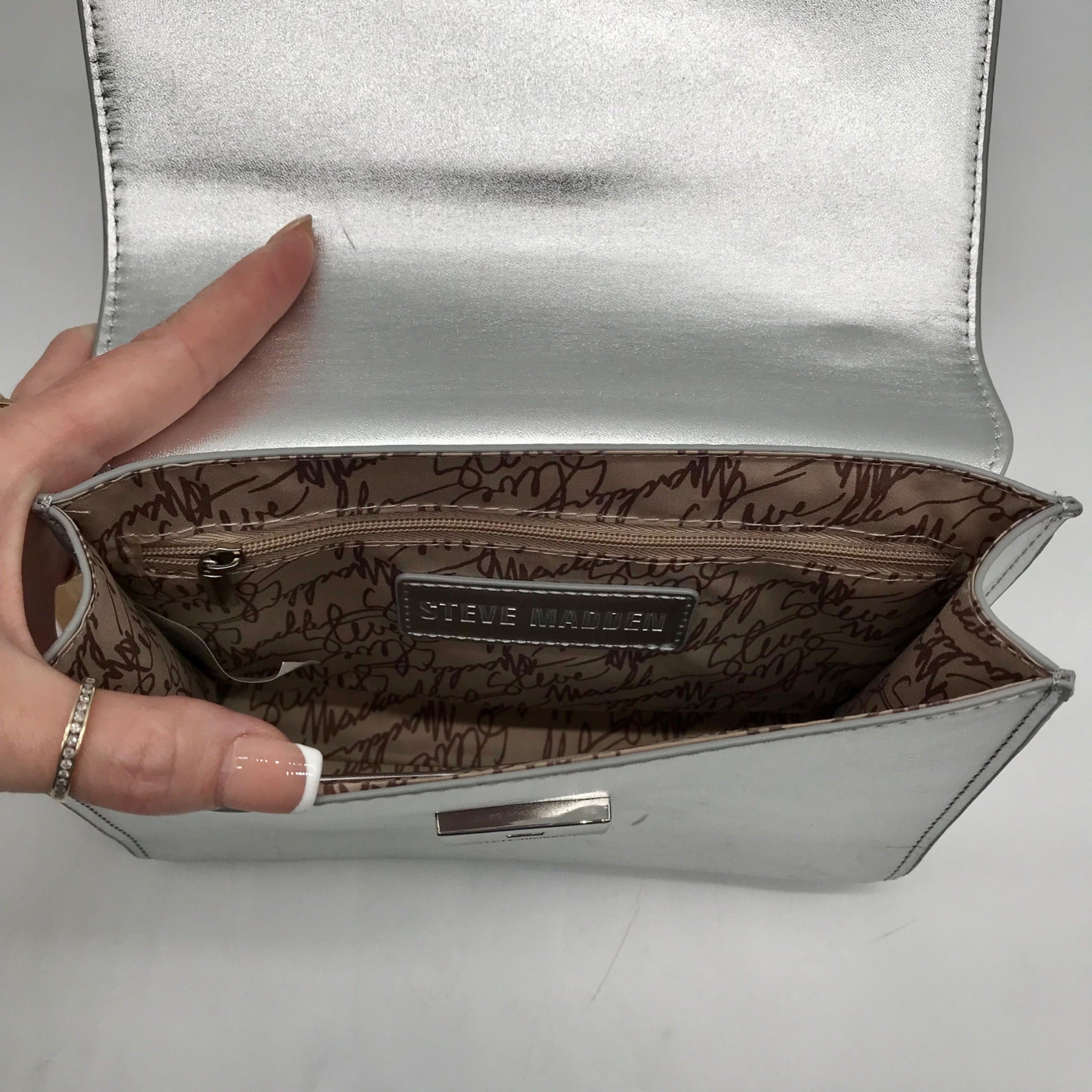 Steve Madden Silver Blattuca Convertible Crossbody Bag