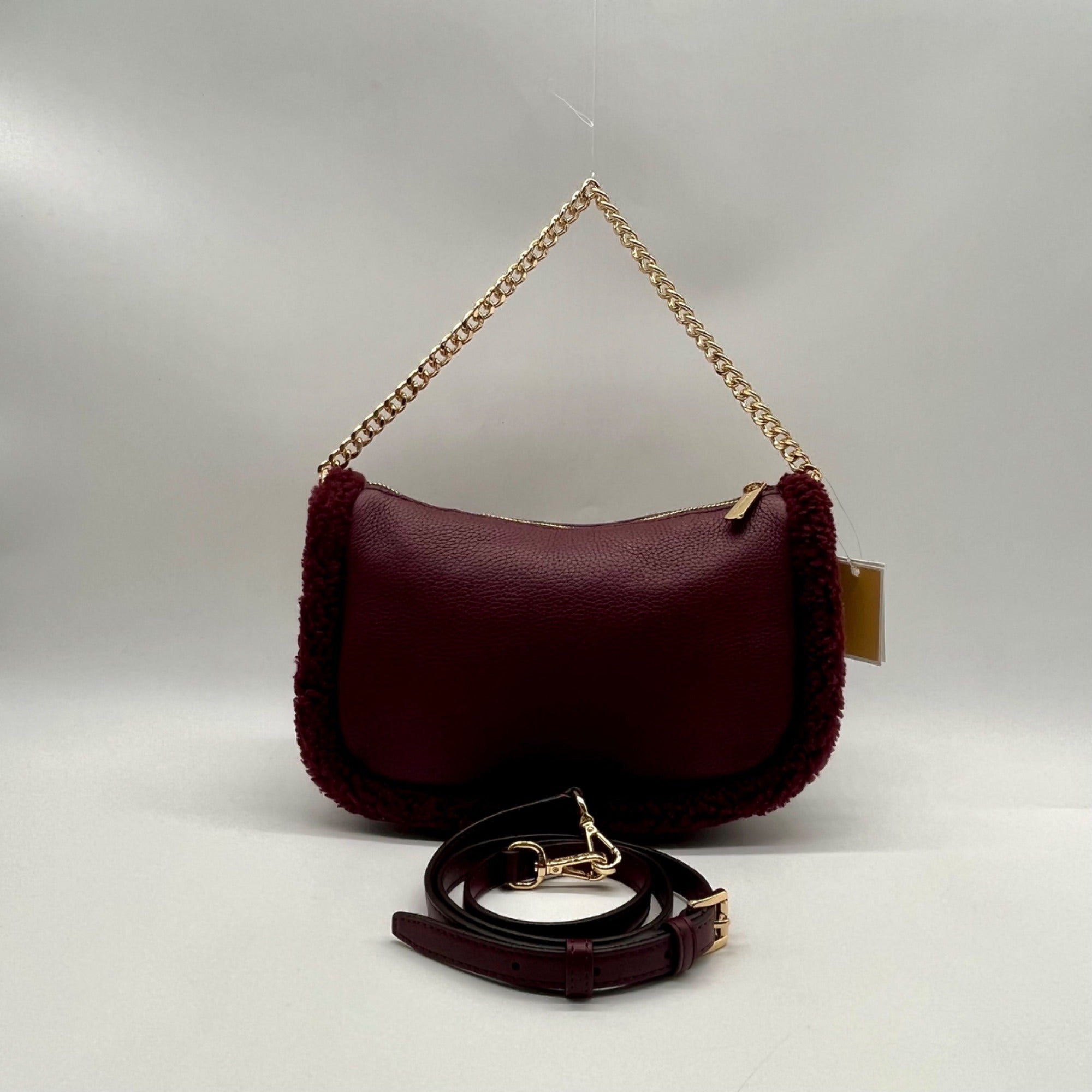Michael Kors Maroon Pebbled Leather Convertible Shoulder Bag