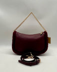 Michael Kors Maroon Pebbled Leather Convertible Shoulder Bag