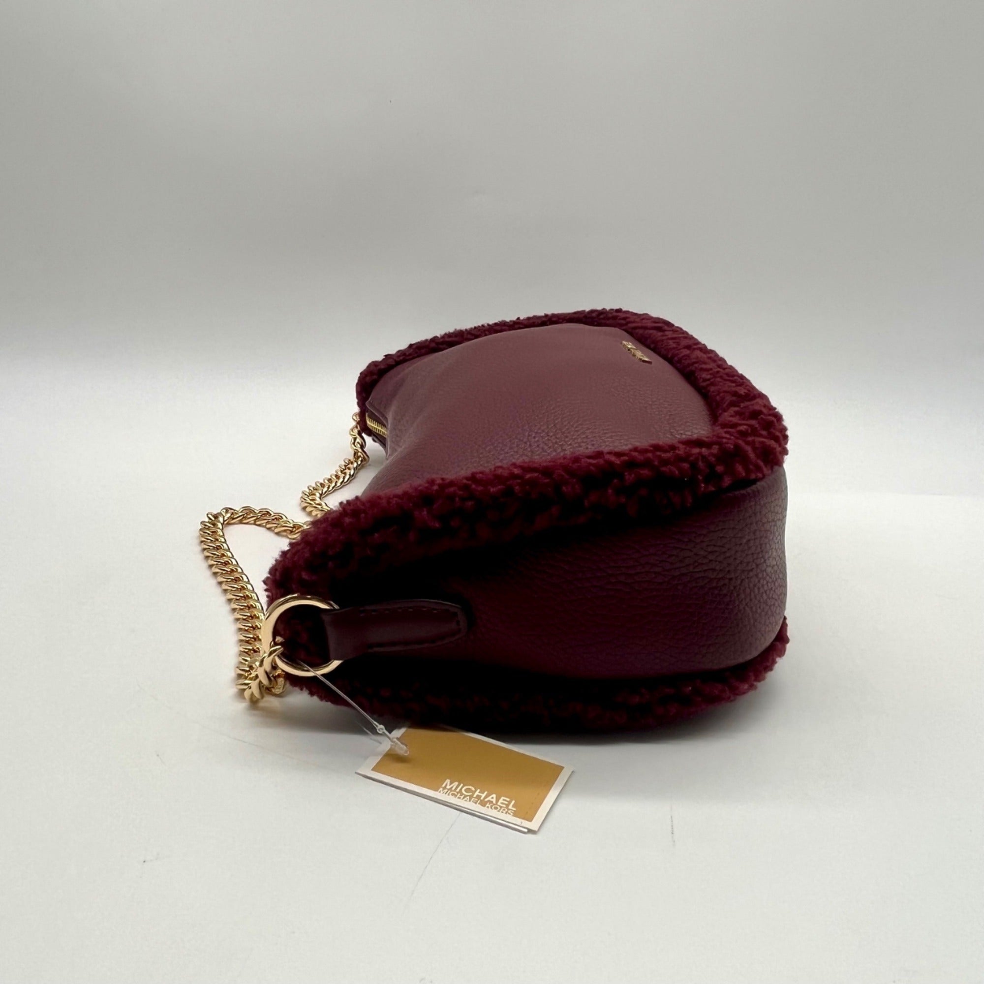 Michael Kors Maroon Pebbled Leather Convertible Shoulder Bag