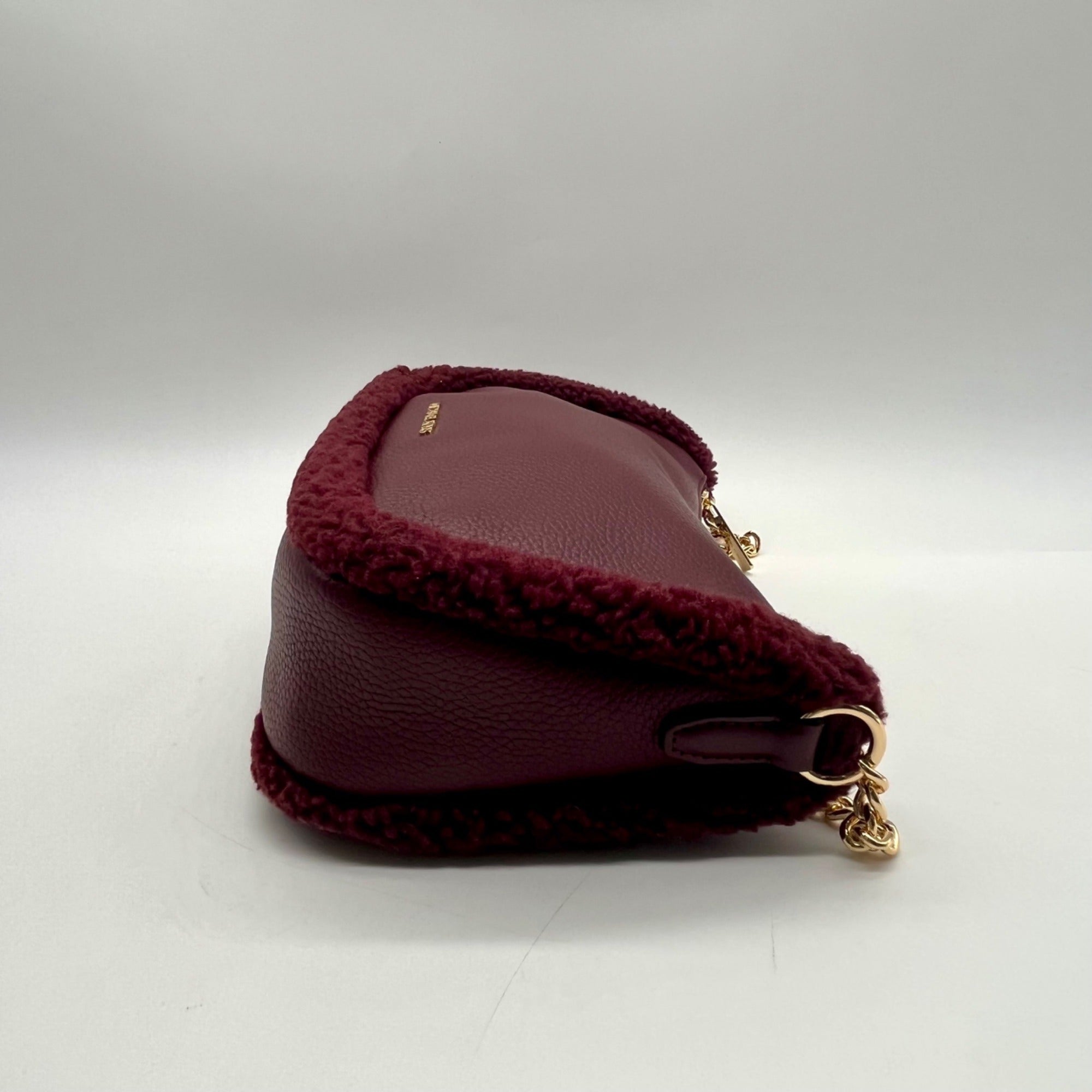 Michael Kors Maroon Pebbled Leather Convertible Shoulder Bag
