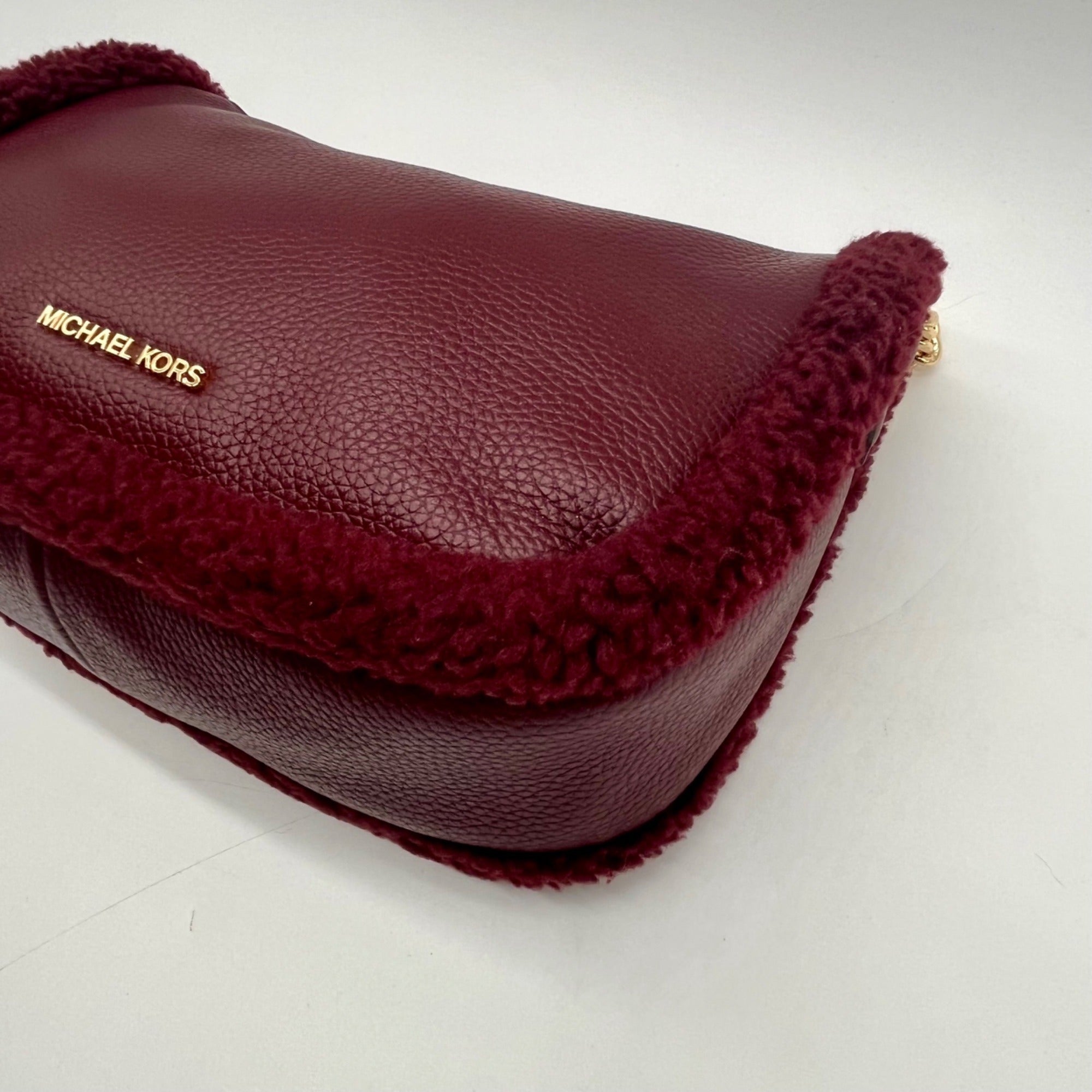 Michael Kors Maroon Pebbled Leather Convertible Shoulder Bag