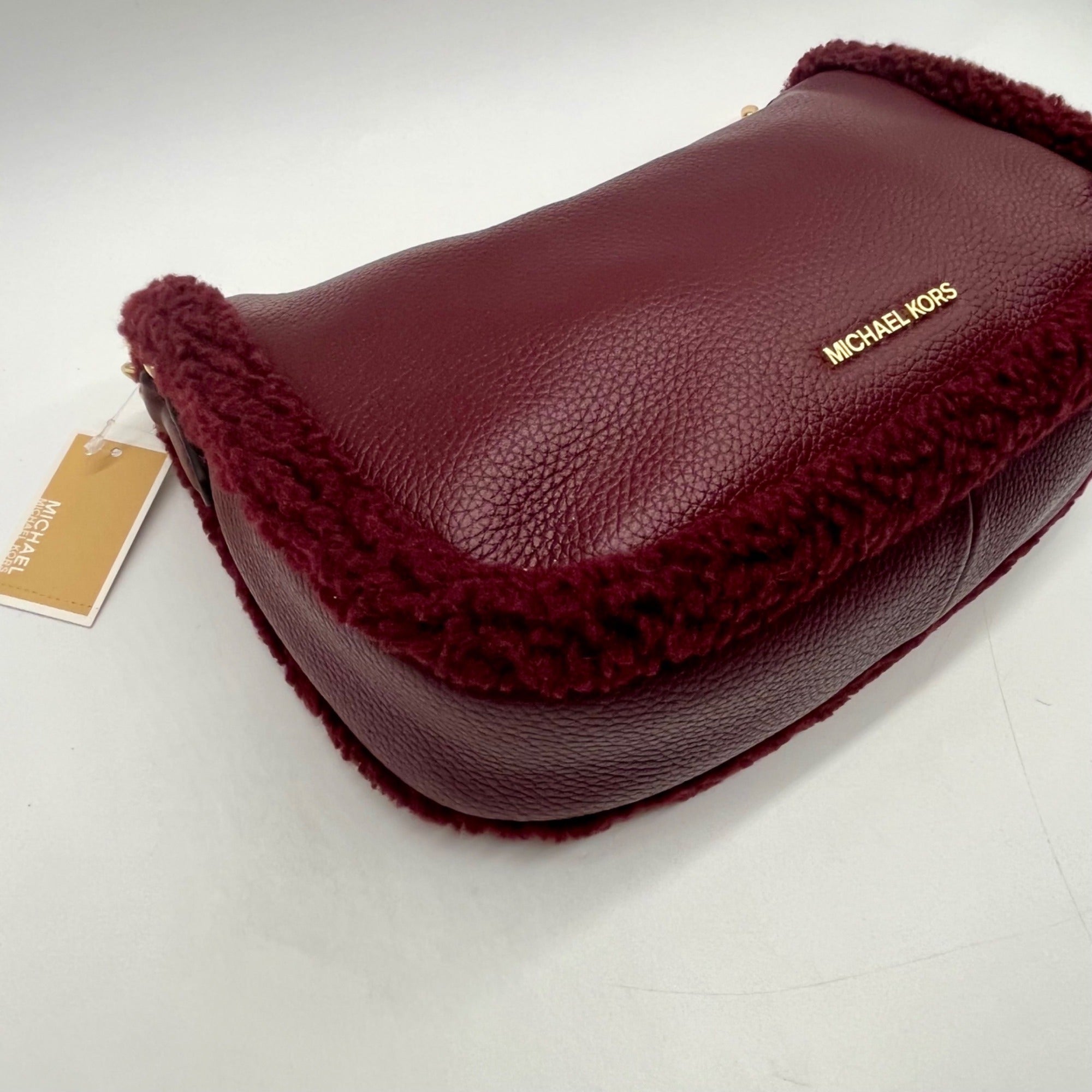 Michael Kors Maroon Pebbled Leather Convertible Shoulder Bag
