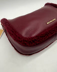 Michael Kors Maroon Pebbled Leather Convertible Shoulder Bag