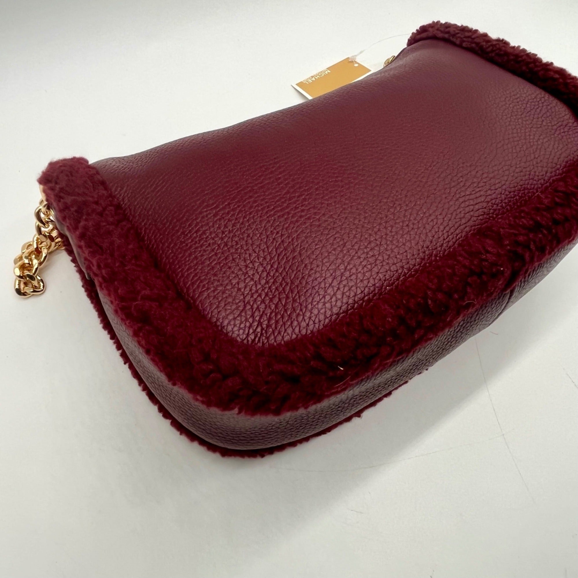 Michael Kors Maroon Pebbled Leather Convertible Shoulder Bag