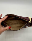 Michael Kors Maroon Pebbled Leather Convertible Shoulder Bag