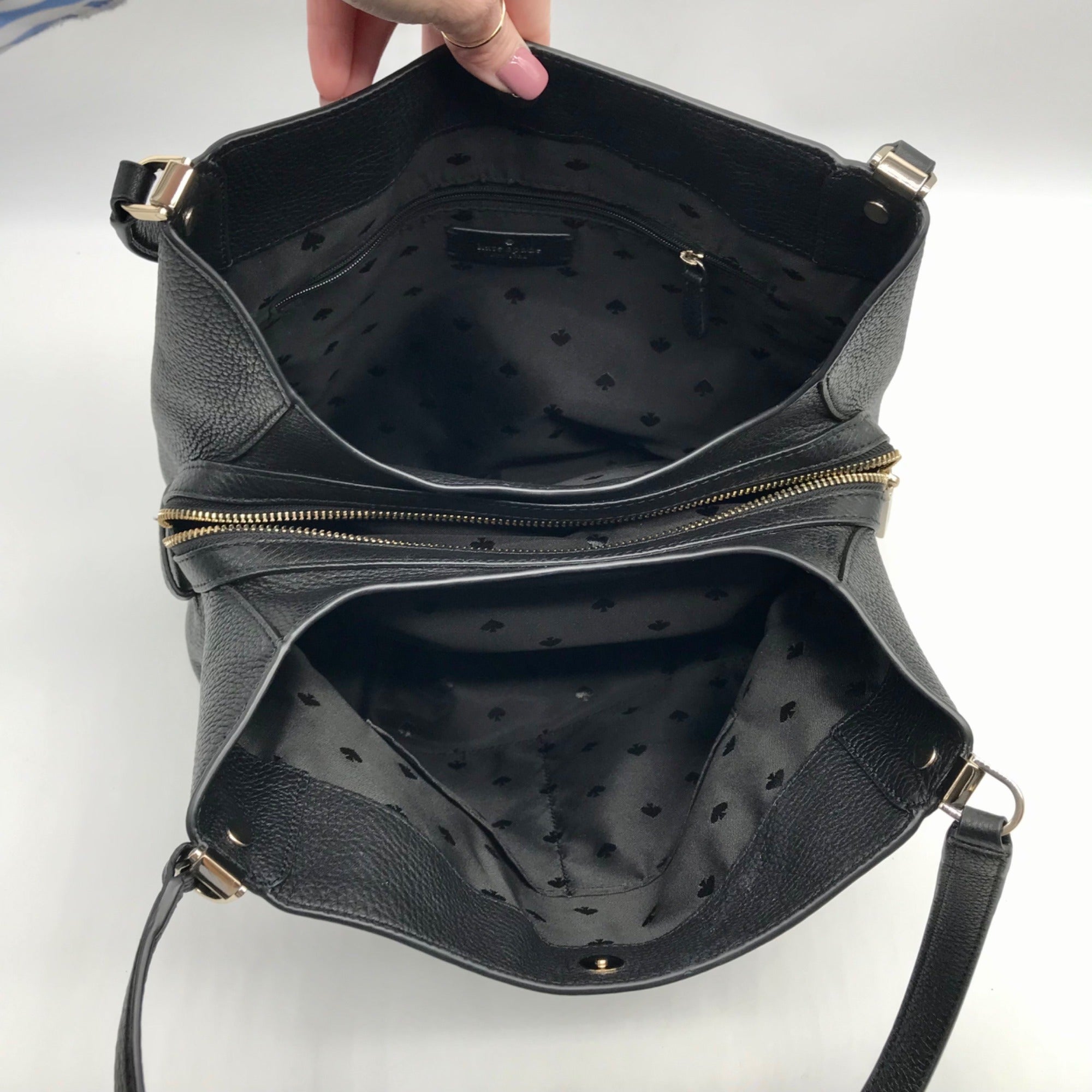 Kate Spade Black Pebbled Leather Triple Compartment Leila Shoulder Bag