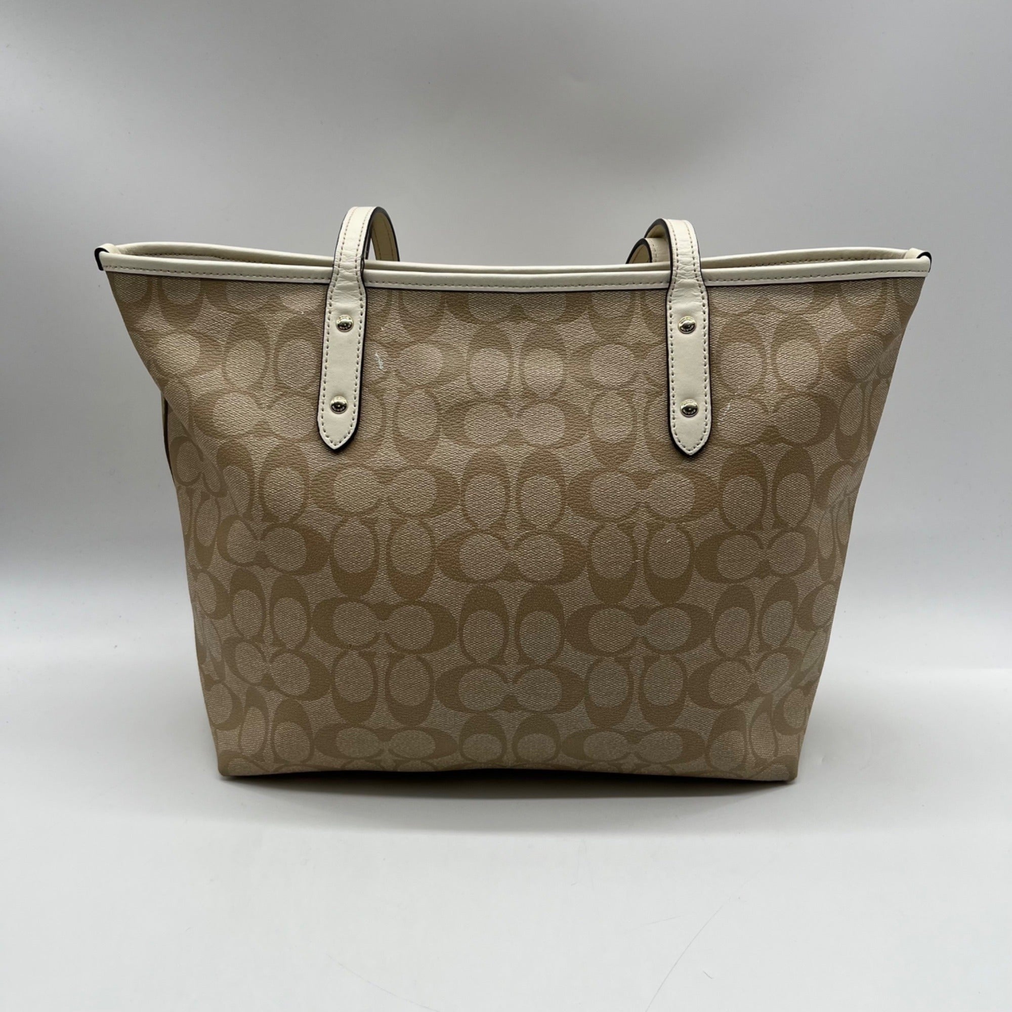 Coach Tan Signature Coated Canvas City Tote Bag-F58292