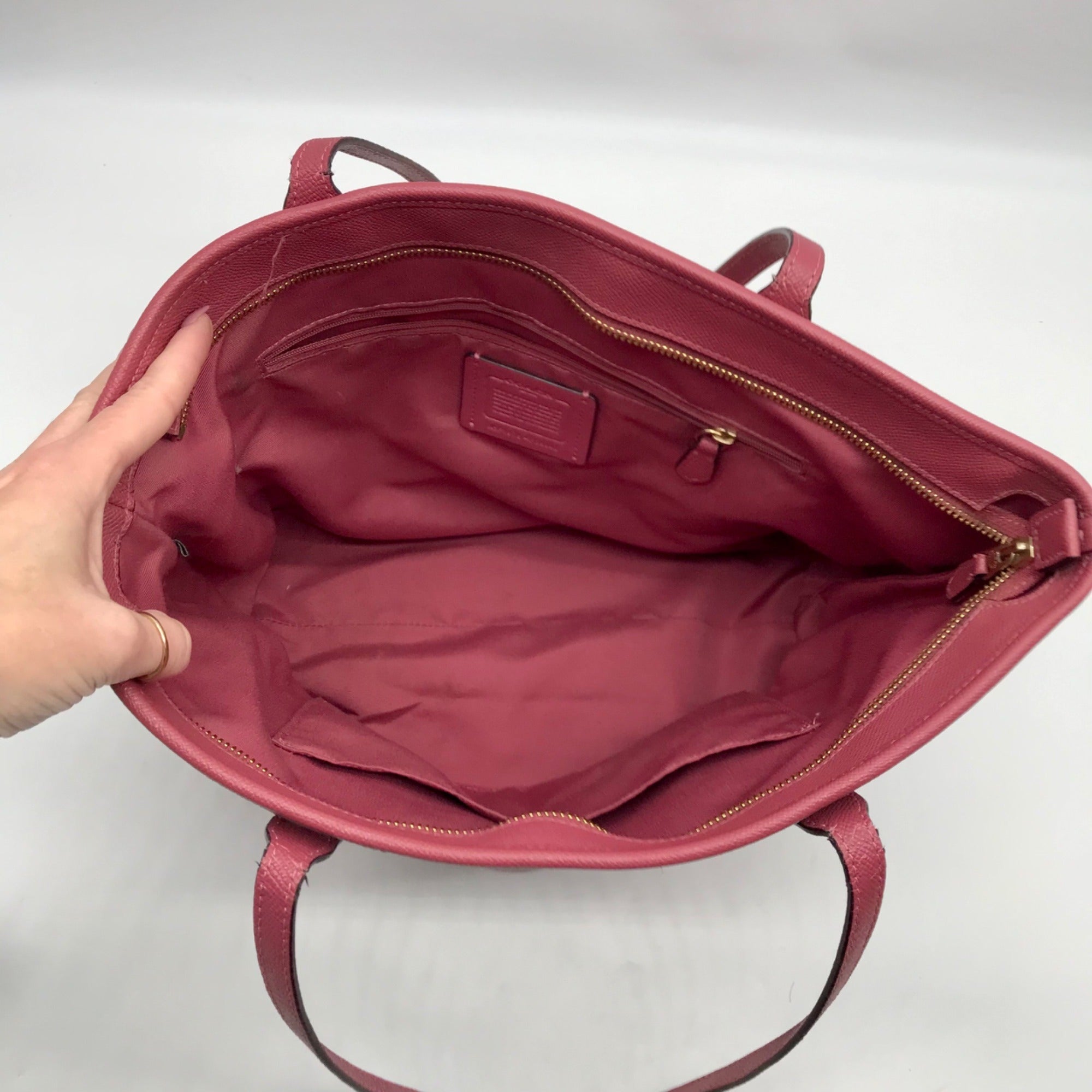 Coach Pink Crossgrain Leather City Zip Tote Bag F58846