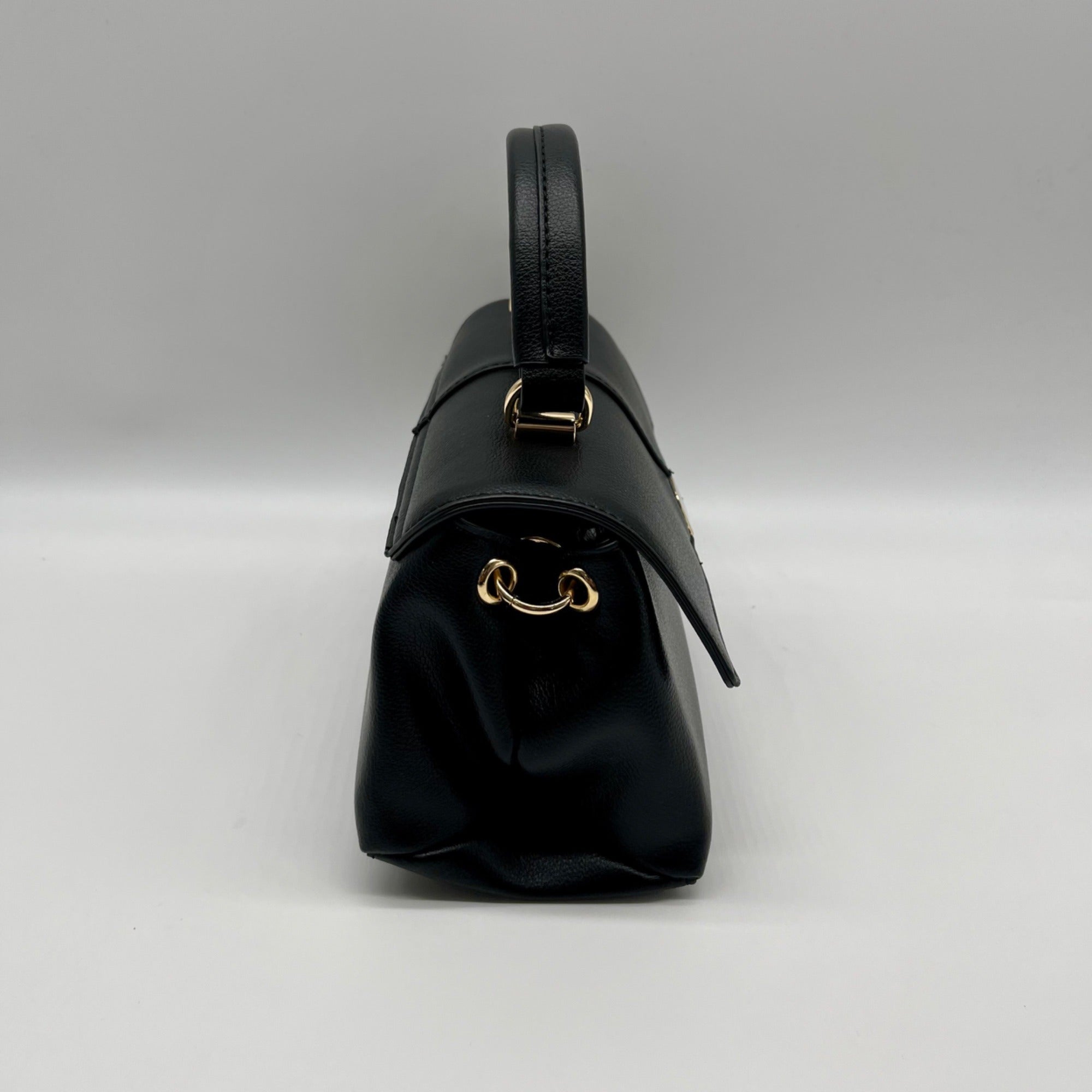 On 34th Kristt Black Faux Leather Solid Top Handle Crossbody Bag