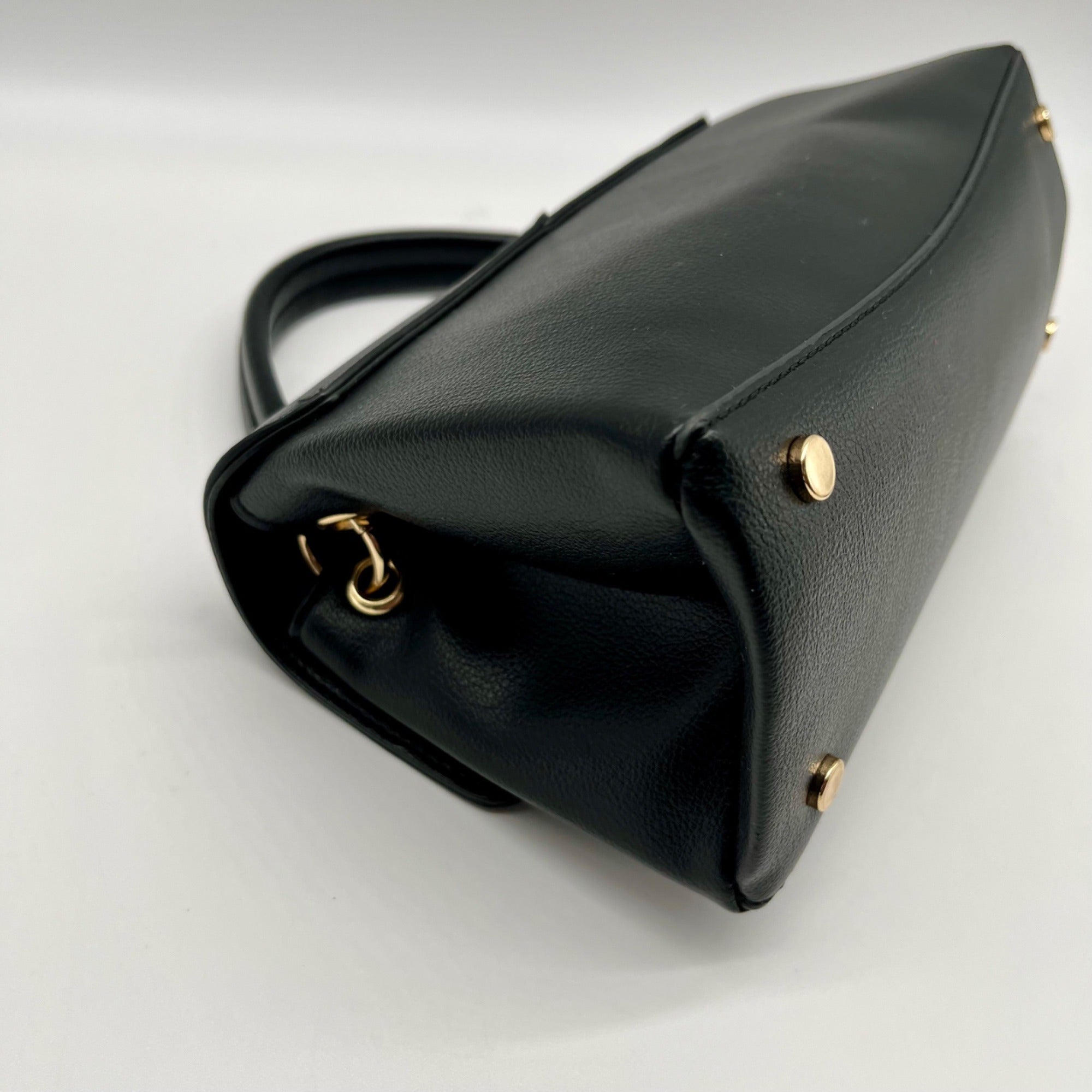 On 34th Kristt Black Faux Leather Solid Top Handle Crossbody Bag