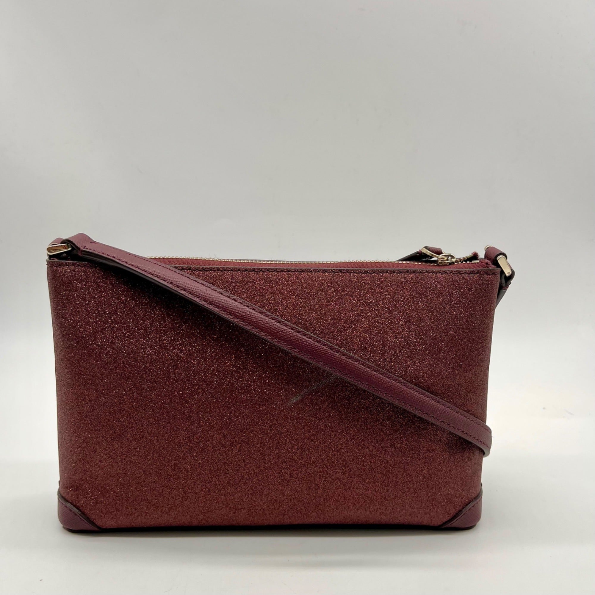 Kate Spade Burgundy Glitter Leather Crossbody Bag
