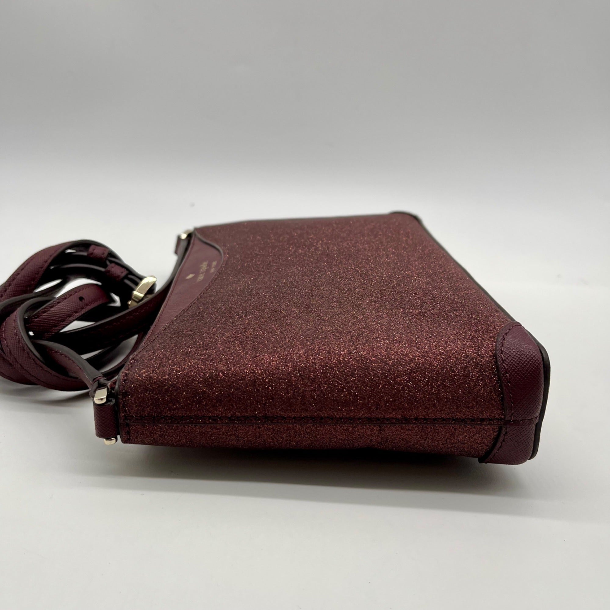 Kate Spade Burgundy Glitter Leather Crossbody Bag
