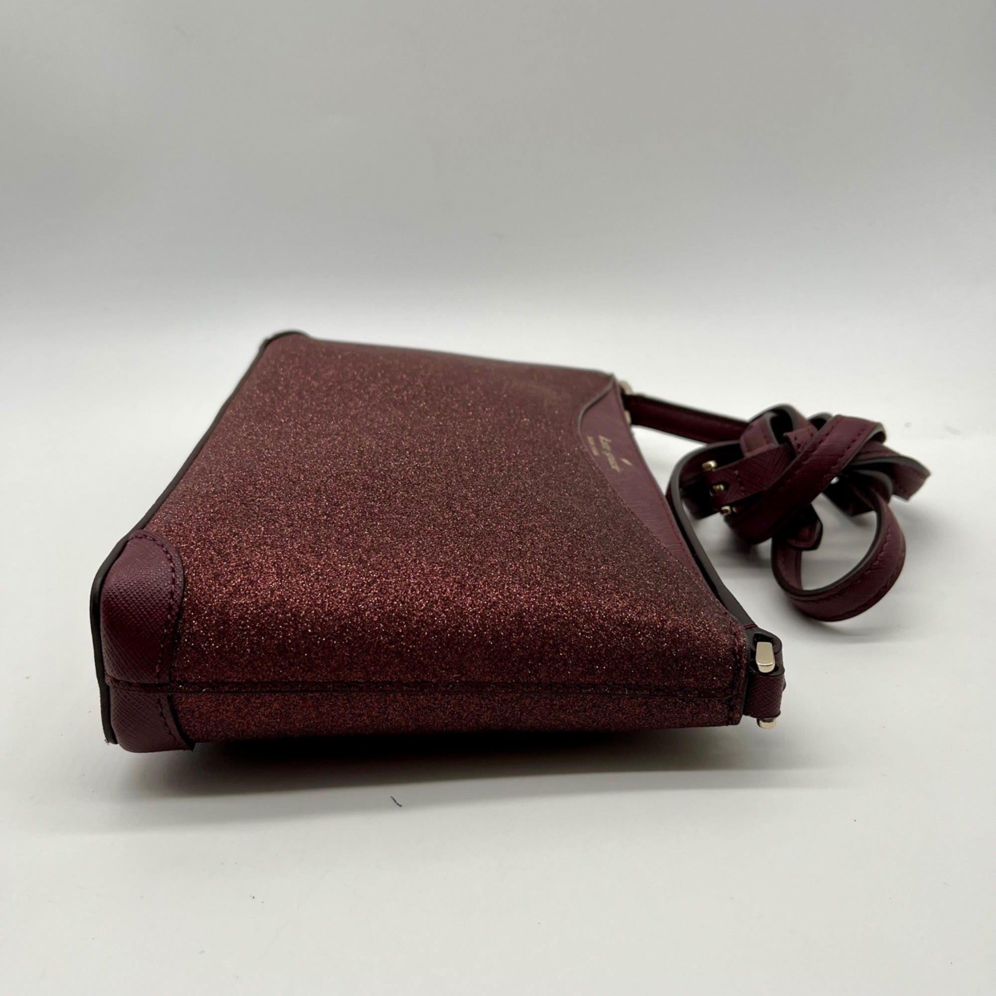 Kate Spade Burgundy Glitter Leather Crossbody Bag