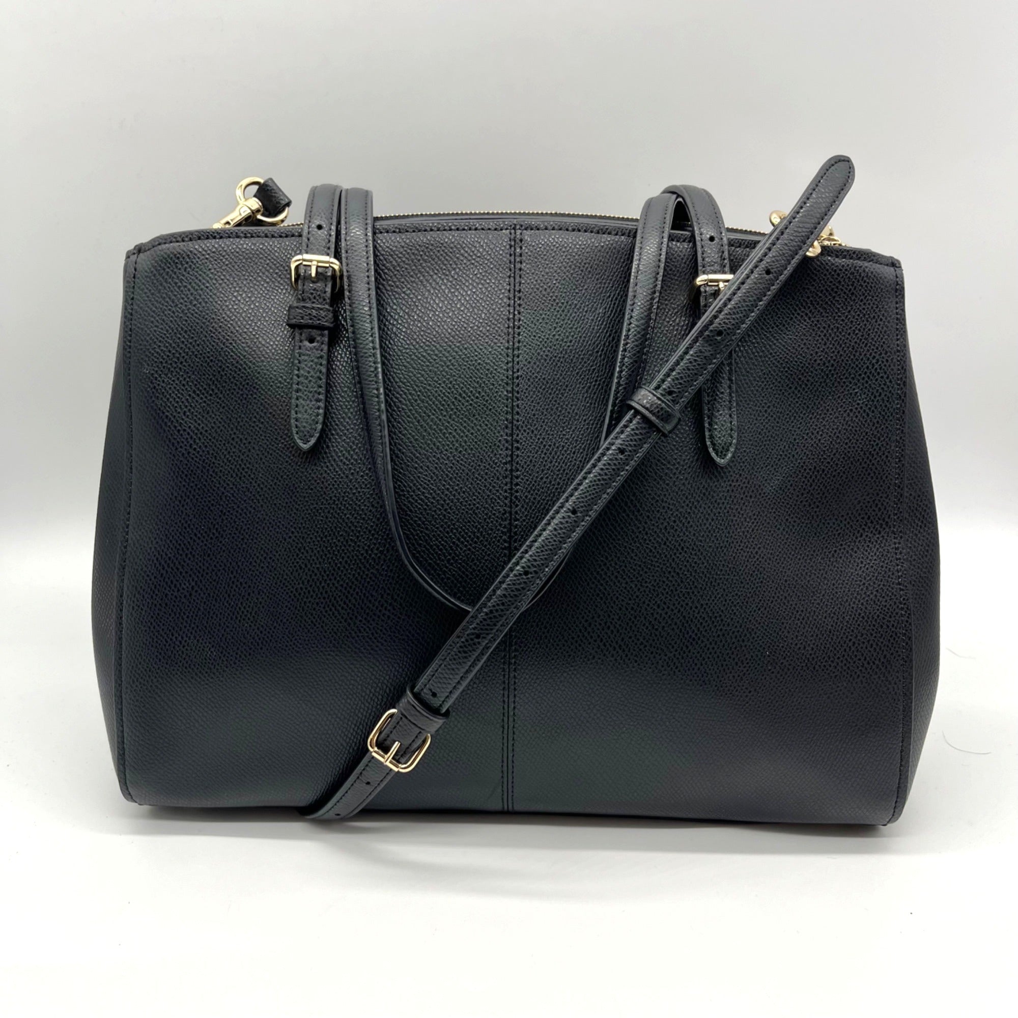 Coach Black Crossgrain Leather Carryall Shoulder Bag