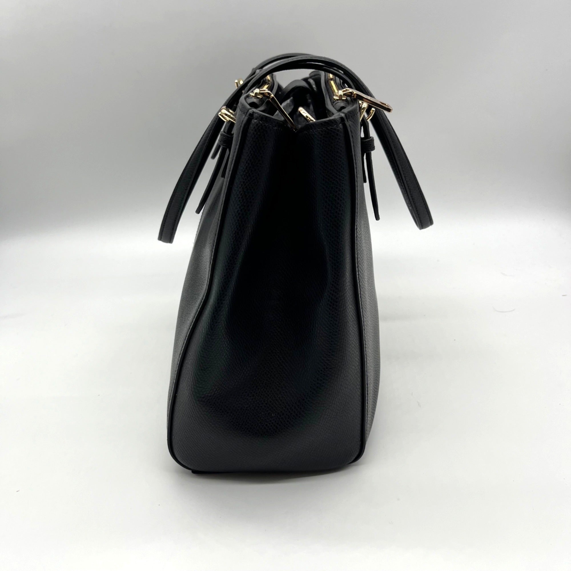 Coach Black Crossgrain Leather Carryall Shoulder Bag