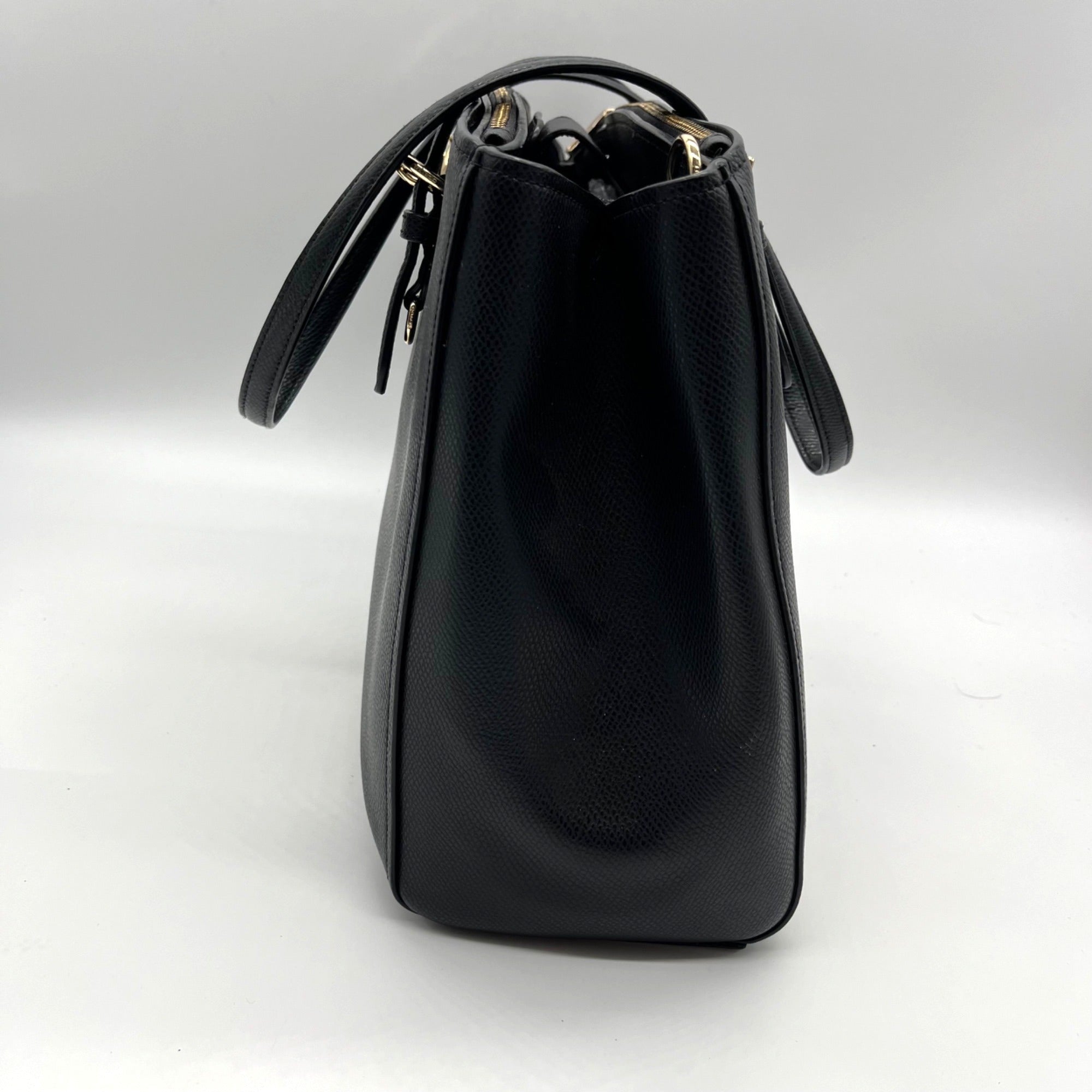 Coach Black Crossgrain Leather Carryall Shoulder Bag