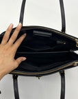 Coach Black Crossgrain Leather Carryall Shoulder Bag