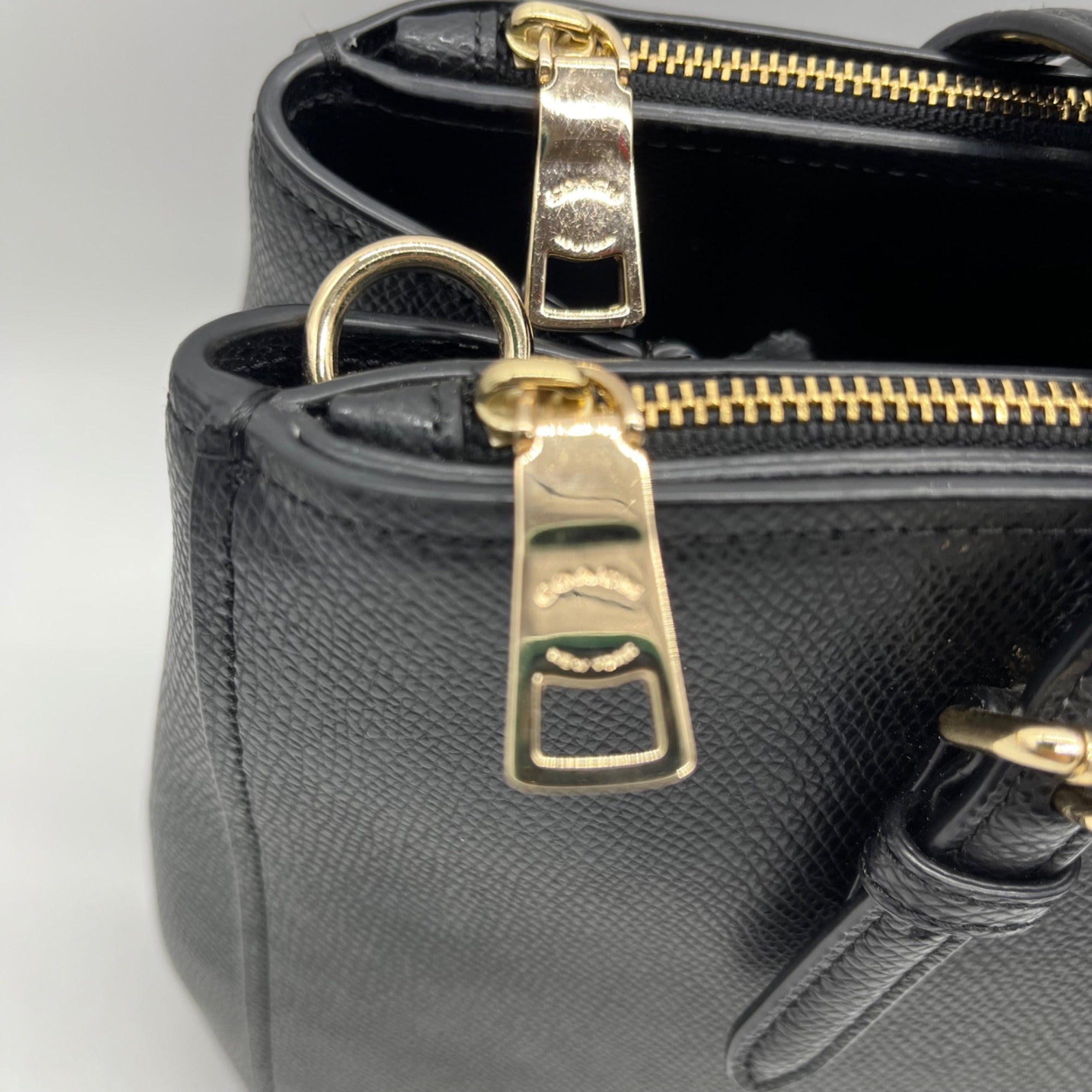 Coach Black Crossgrain Leather Carryall Shoulder Bag