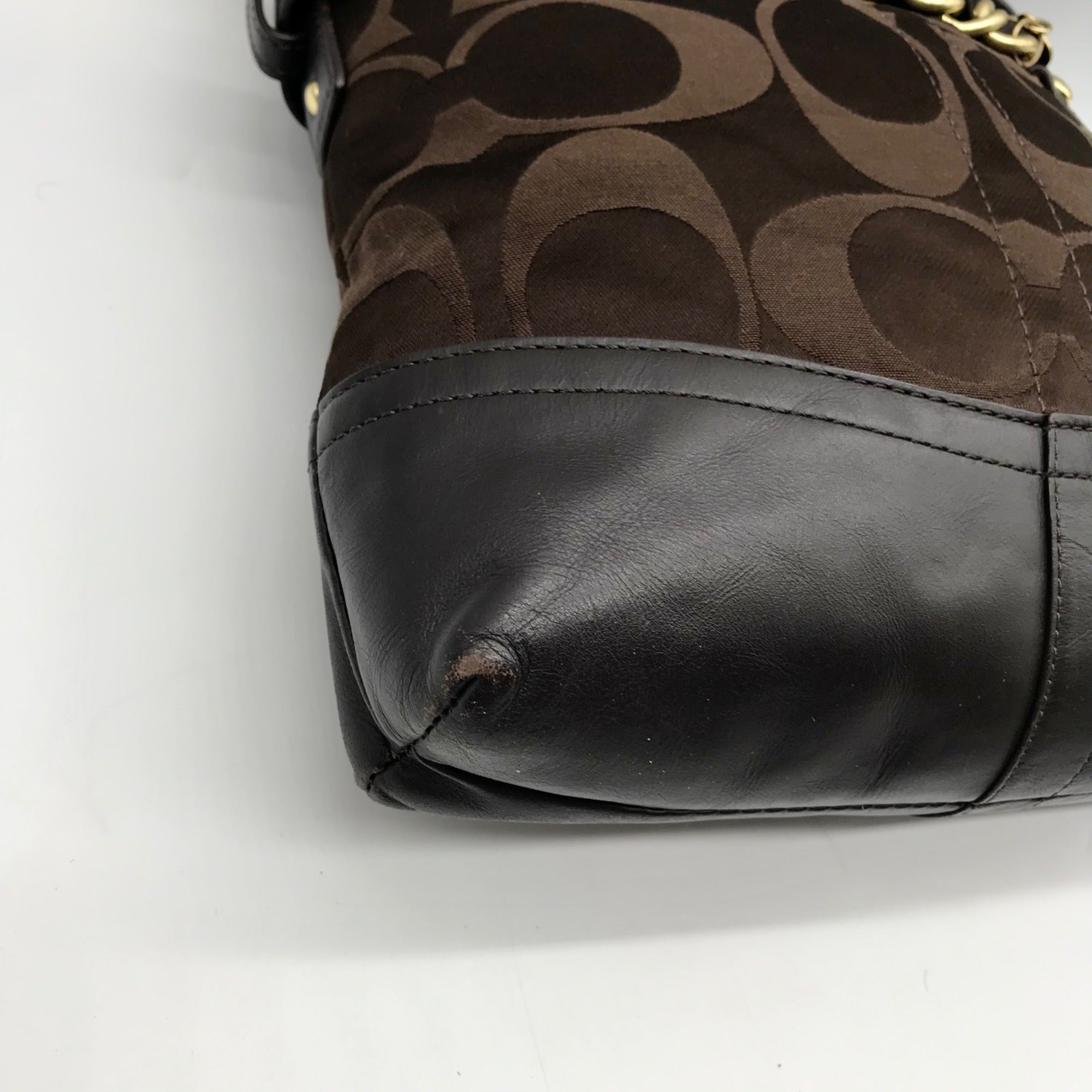 Coach Brown Canvas Signature Chain Convertible Shoulder Bag F18862