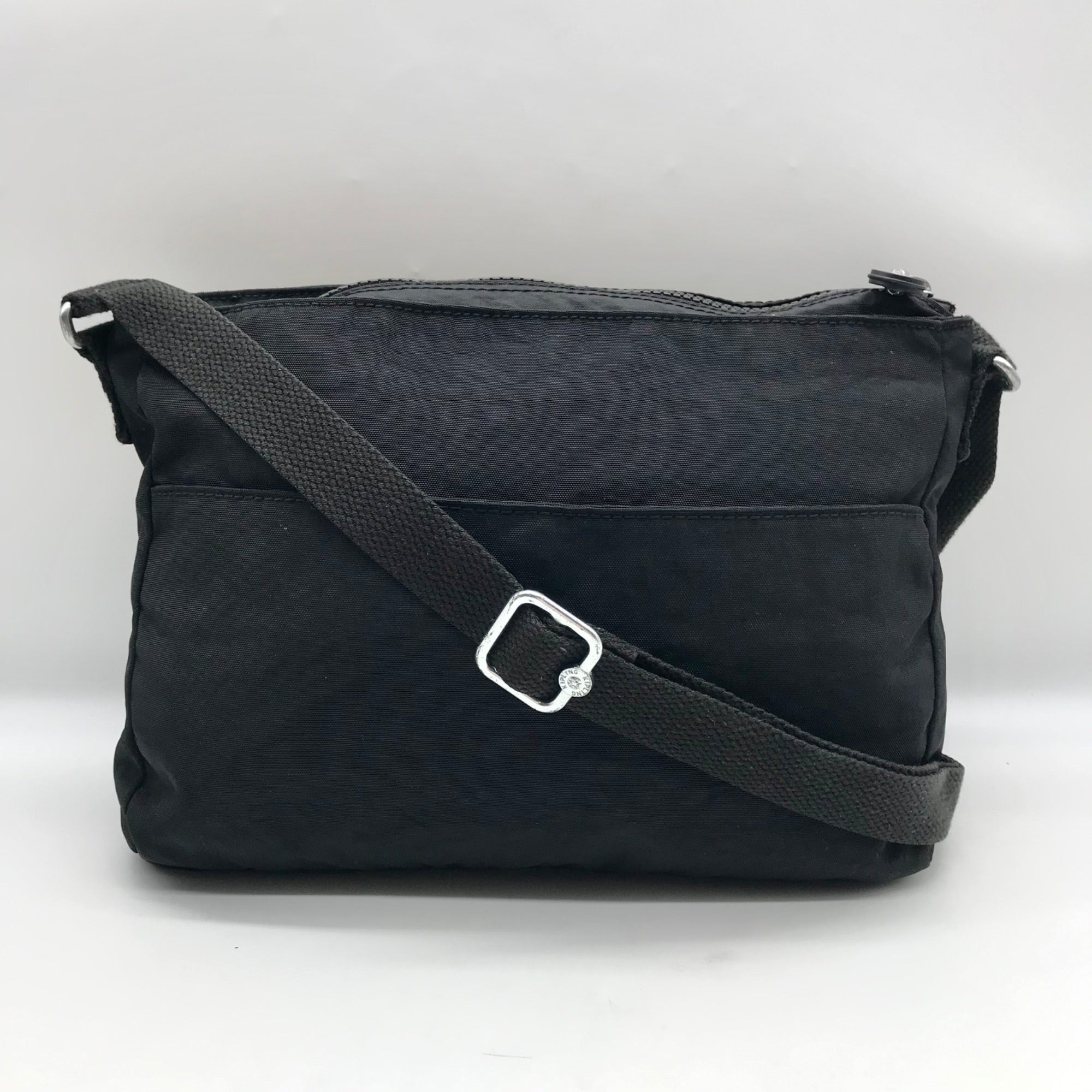 Kipling Black Noir Nylon Multipocket Angie Shoulder Bag