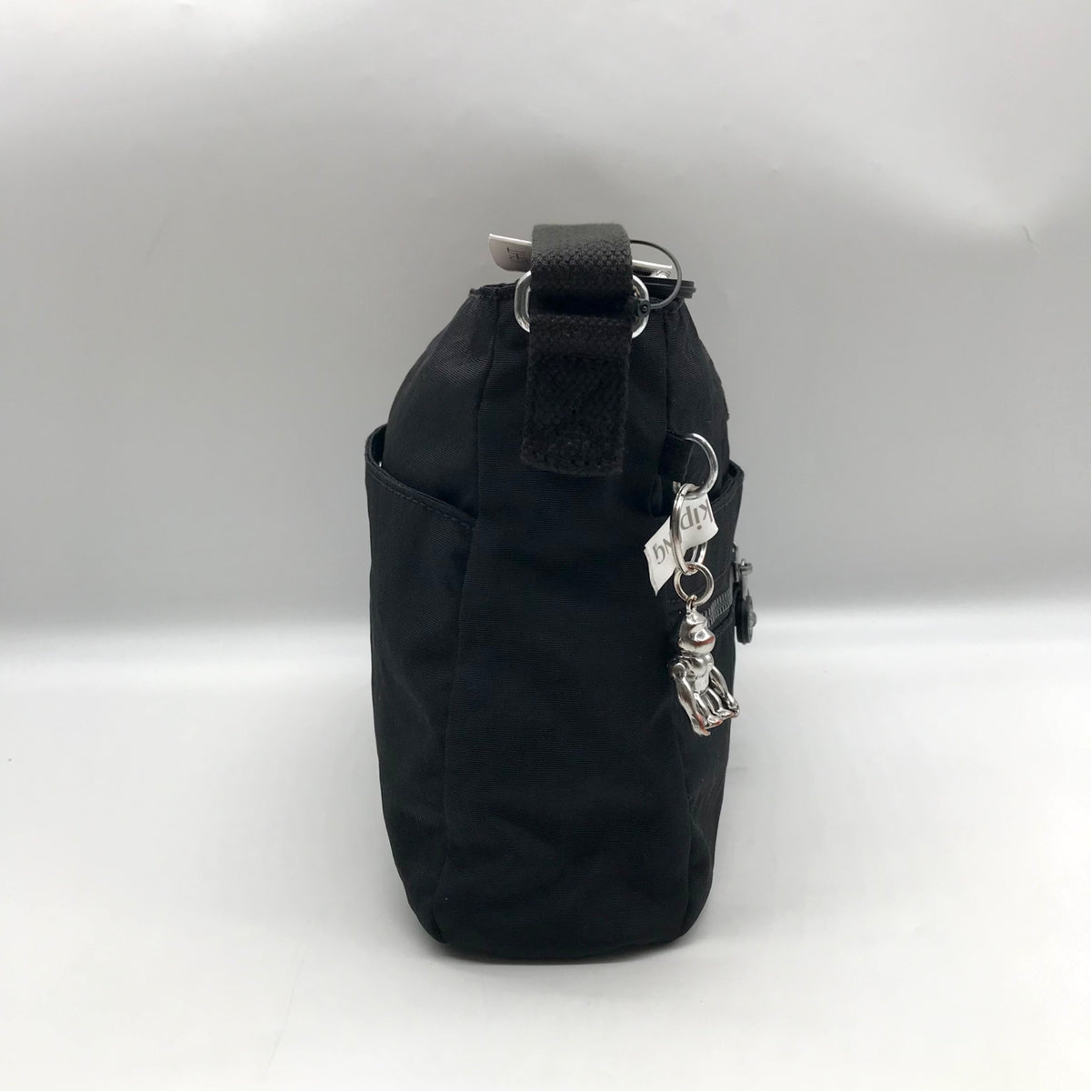 Kipling Black Noir Nylon Multipocket Angie Shoulder Bag