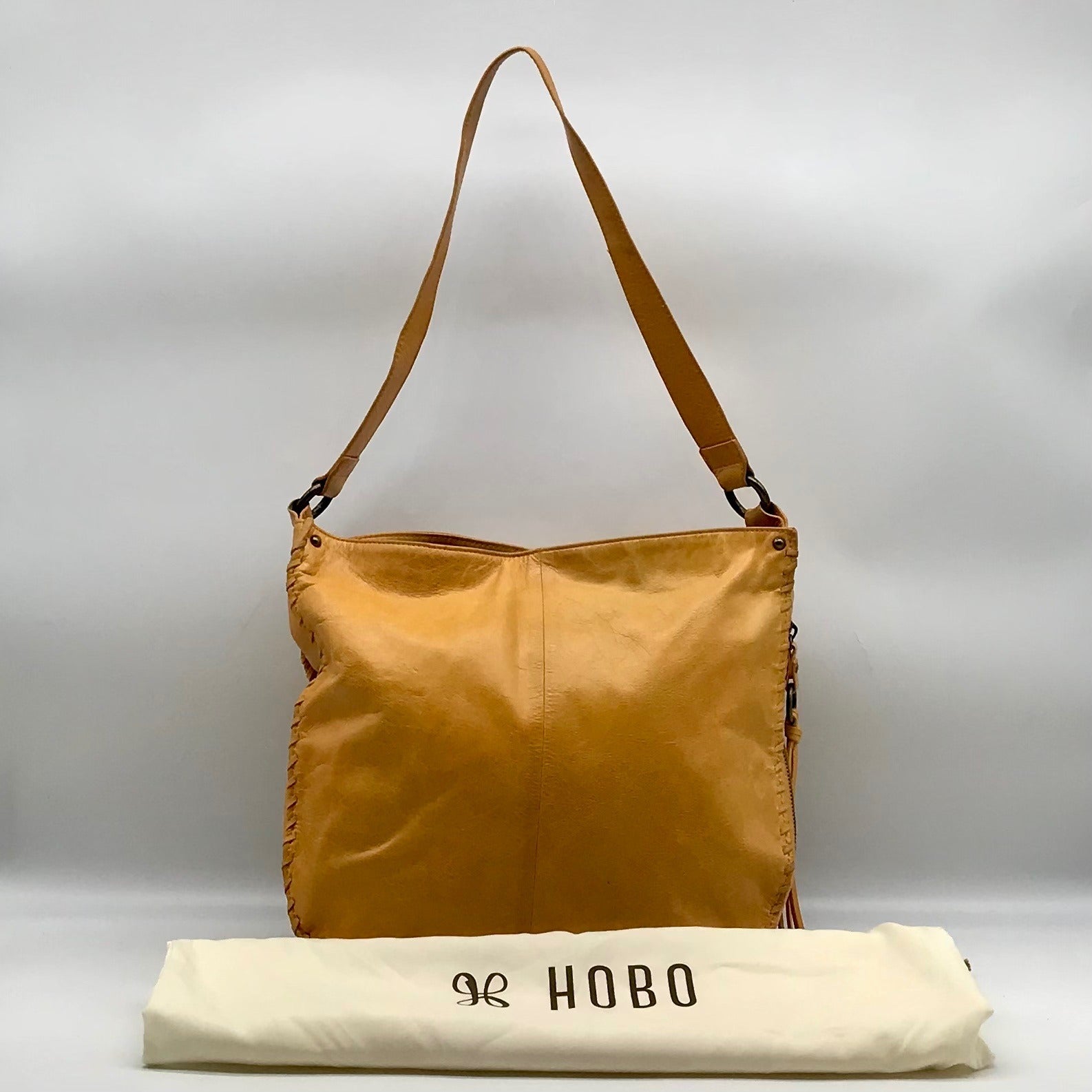 Hobo Butterscotch Leather Whipstitch Shoulder Bag