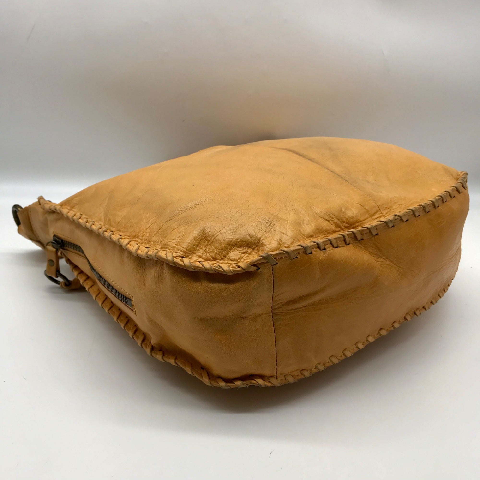 Hobo Butterscotch Leather Whipstitch Shoulder Bag