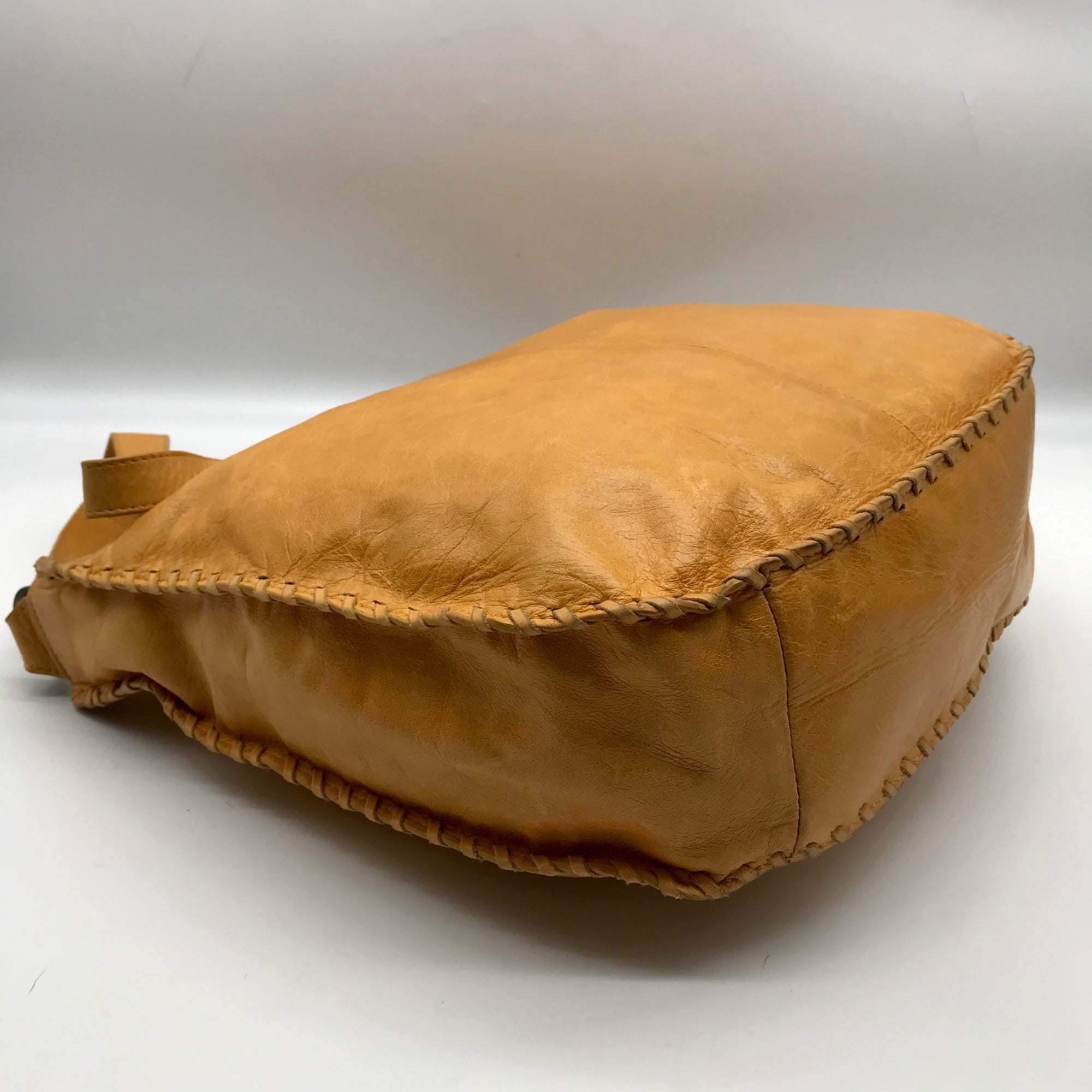 Hobo Butterscotch Leather Whipstitch Shoulder Bag