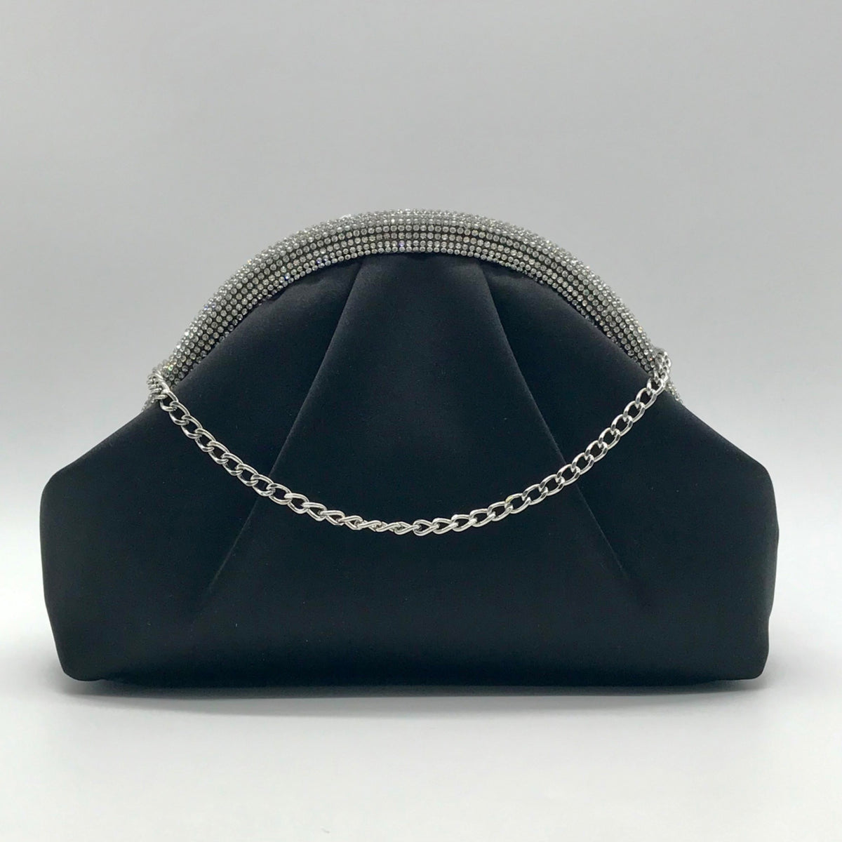 Nina Black Satin Crystal Frame Convertible Bag